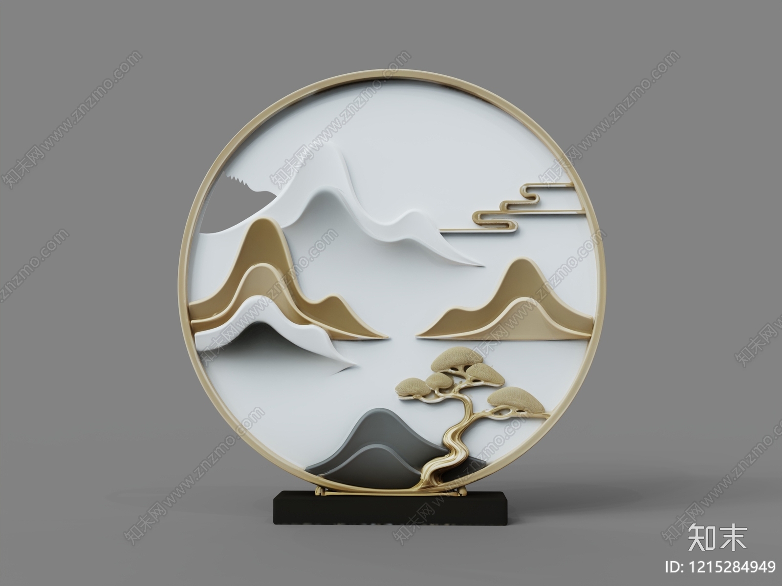 新中式雕塑摆件3D模型下载【ID:1215284949】