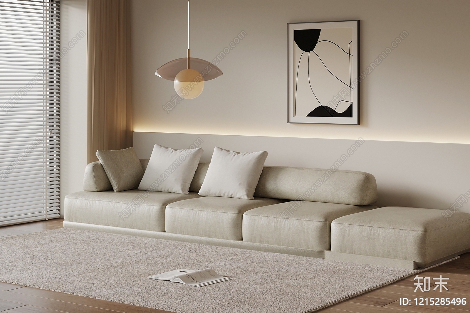 奶油风多人沙发3D模型下载【ID:1215285496】