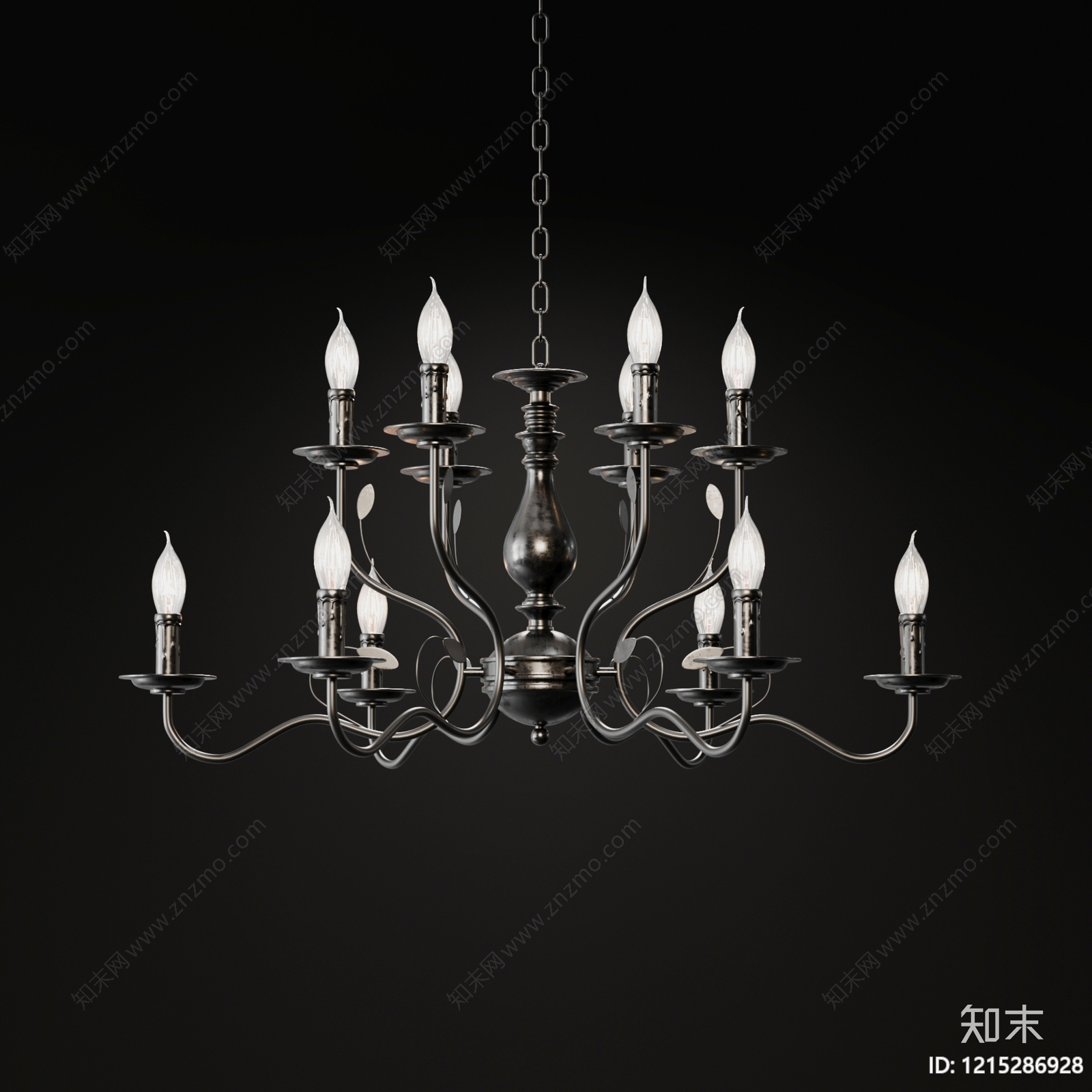 美式复古客厅吊灯3D模型下载【ID:1215286928】