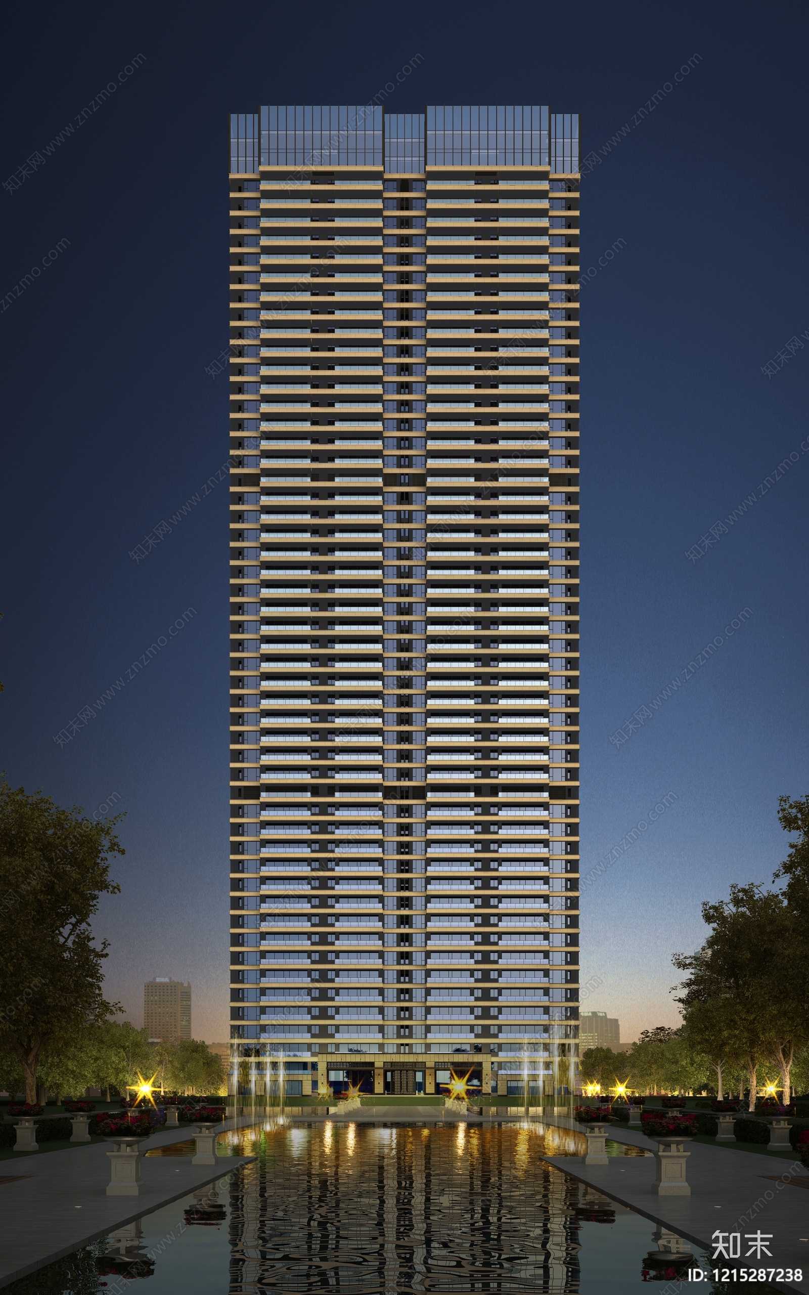 现代主义超高层住宅楼SU模型下载【ID:1215287238】