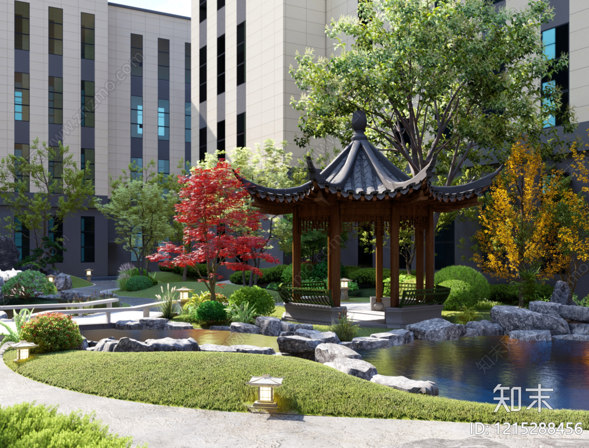 新中式中式亭子施工图下载【ID:1215288456】