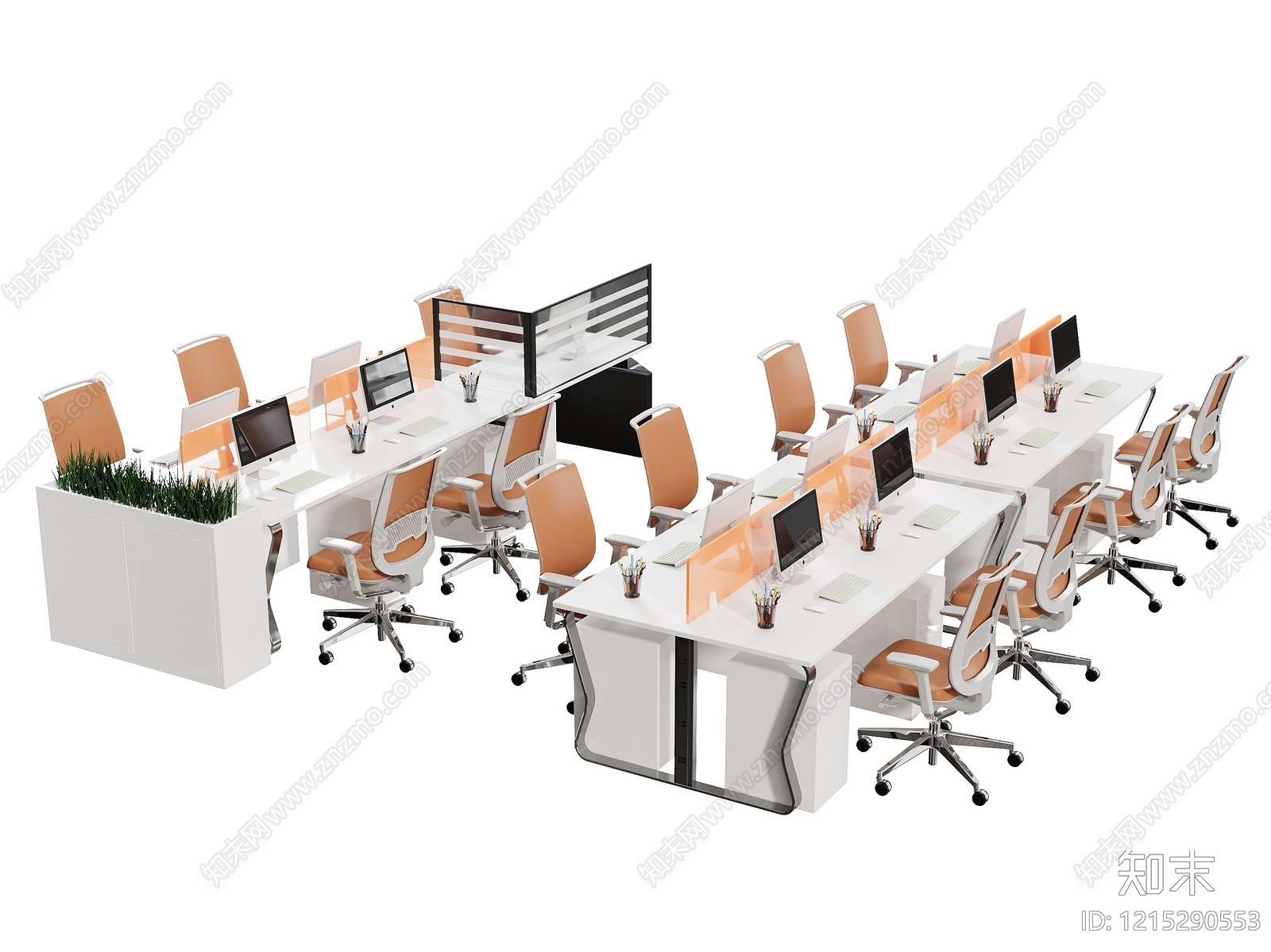 现代简约办公桌椅3D模型下载【ID:1215290553】