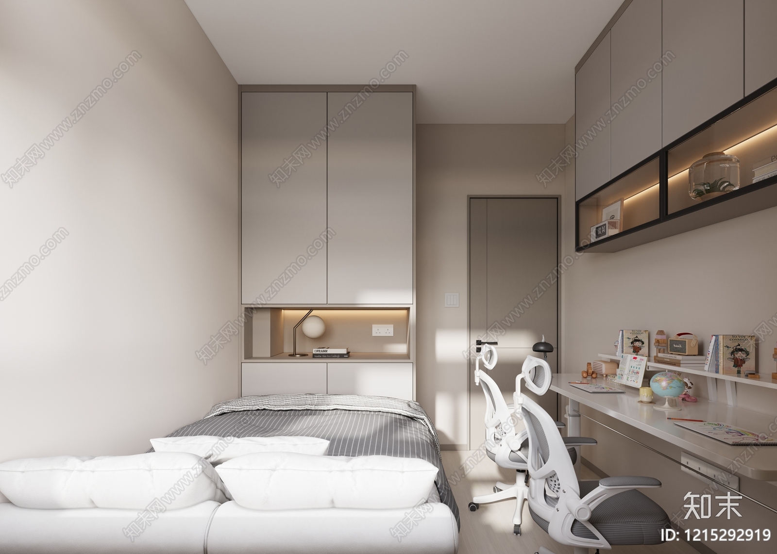 奶油风通用儿童房3D模型下载【ID:1215292919】