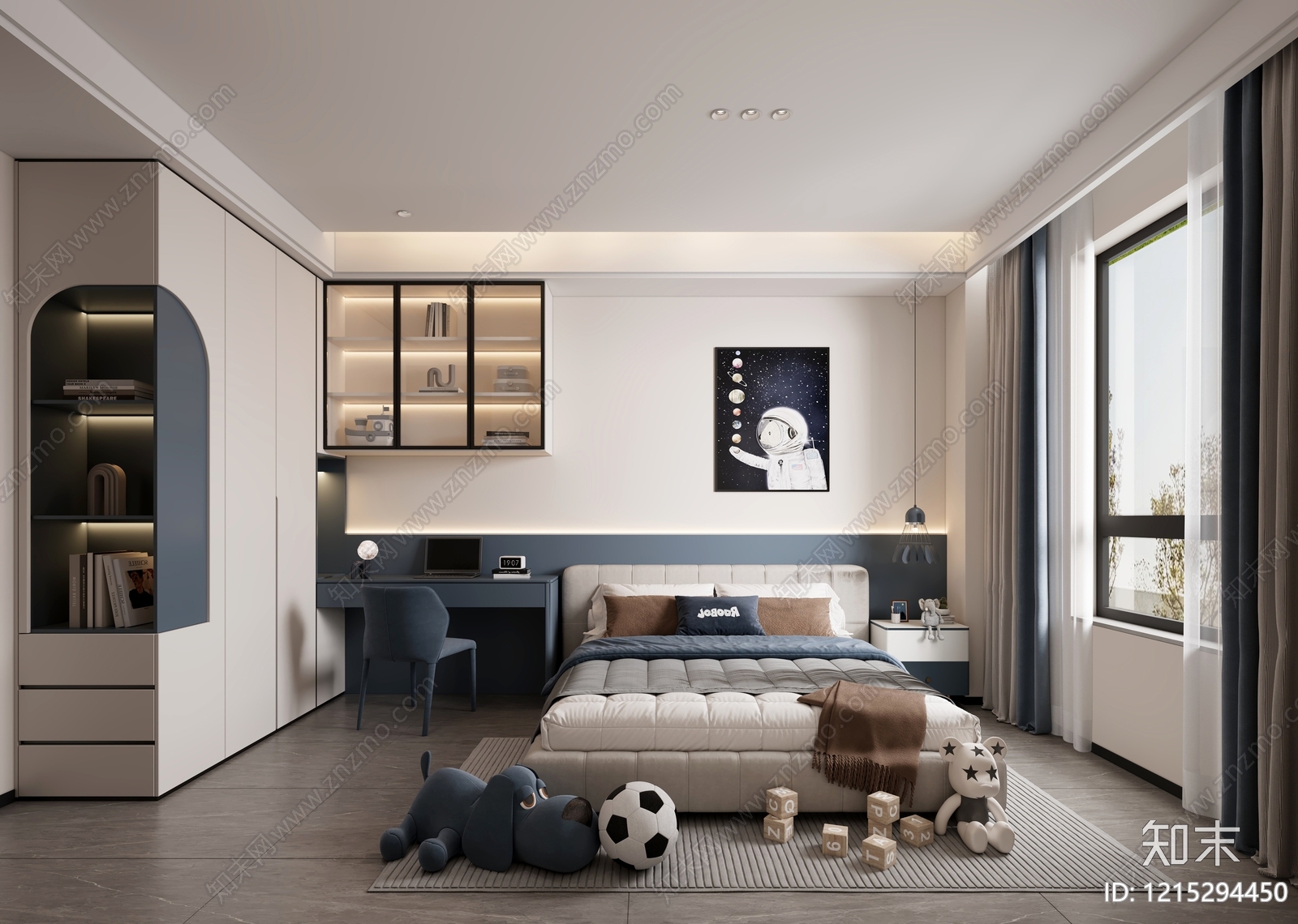 现代简约男孩房3D模型下载【ID:1215294450】