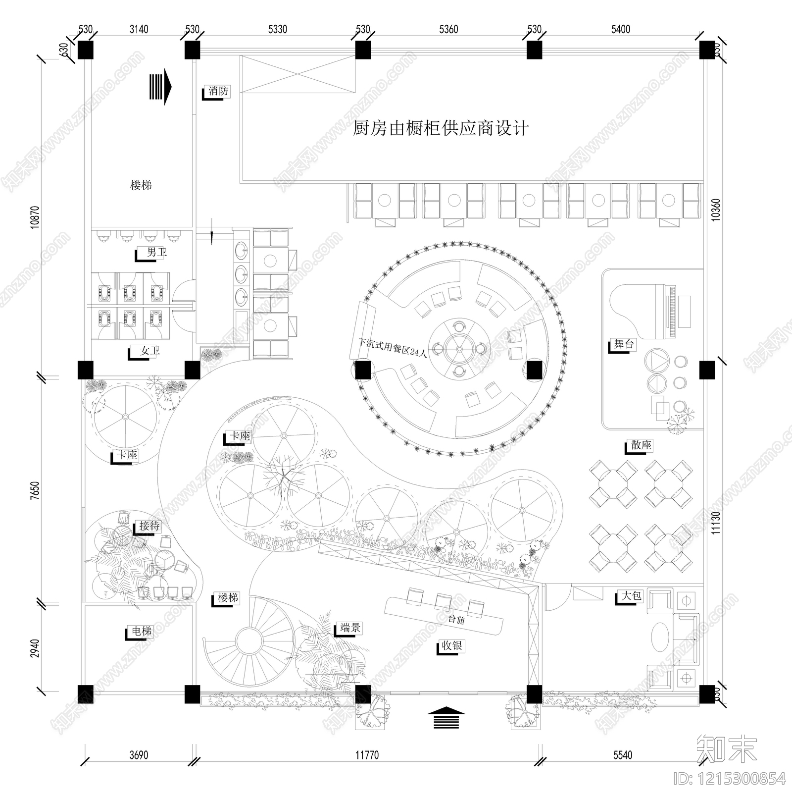 现代其他餐饮空间cad施工图下载【ID:1215300854】