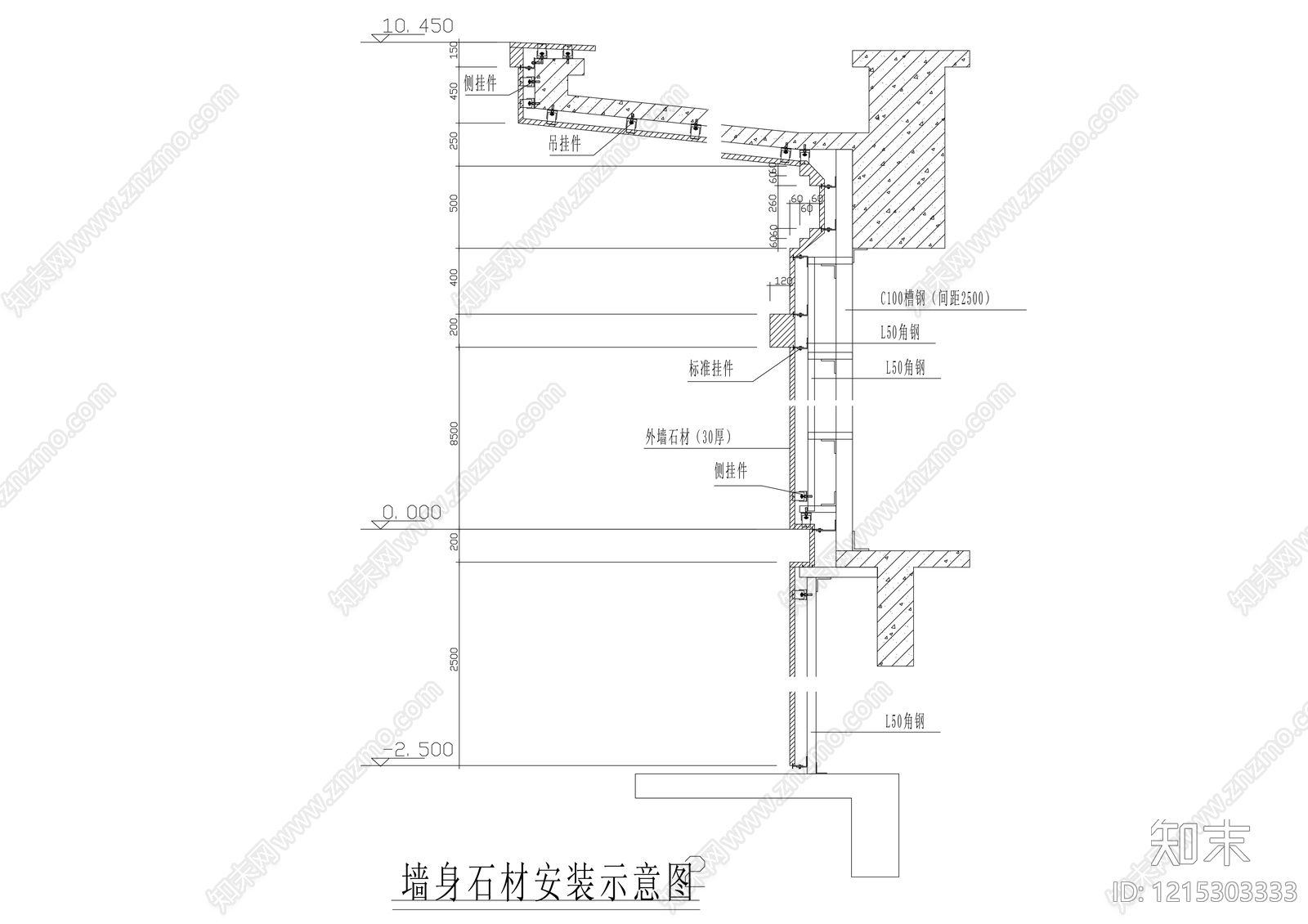 墙面节点cad施工图下载【ID:1215303333】