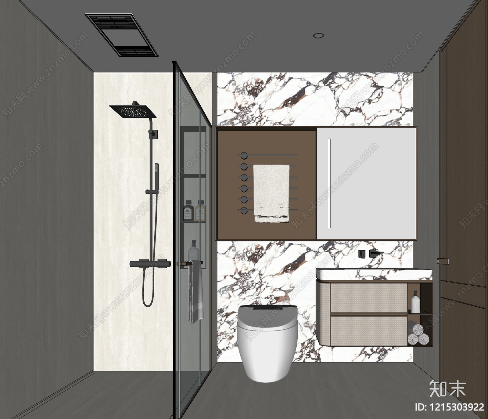 现代卫生间SU模型下载【ID:1215303922】