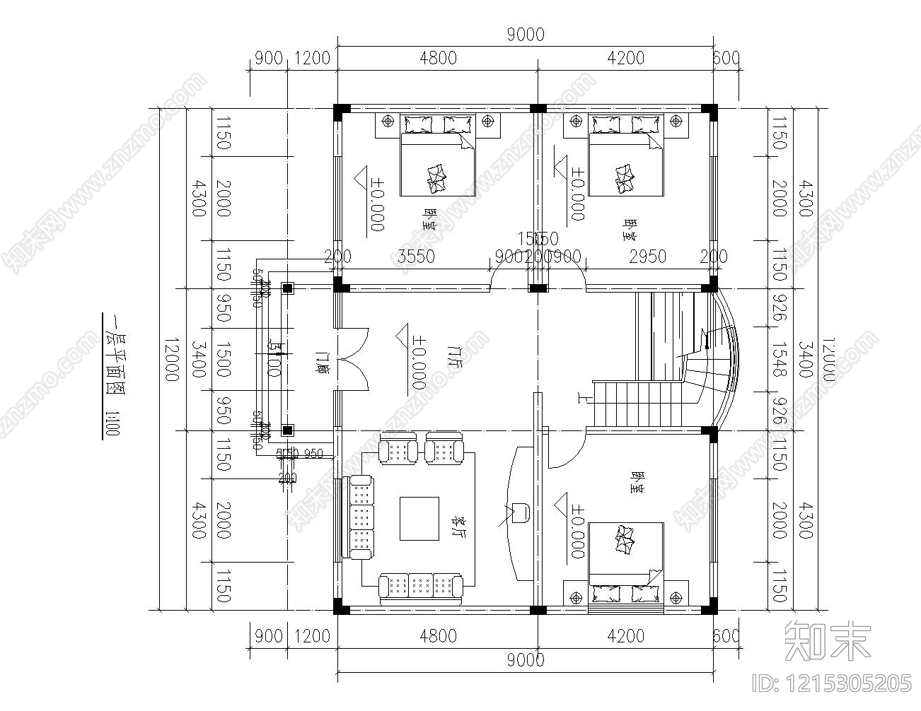 现代新中式住宅楼建筑cad施工图下载【ID:1215305205】