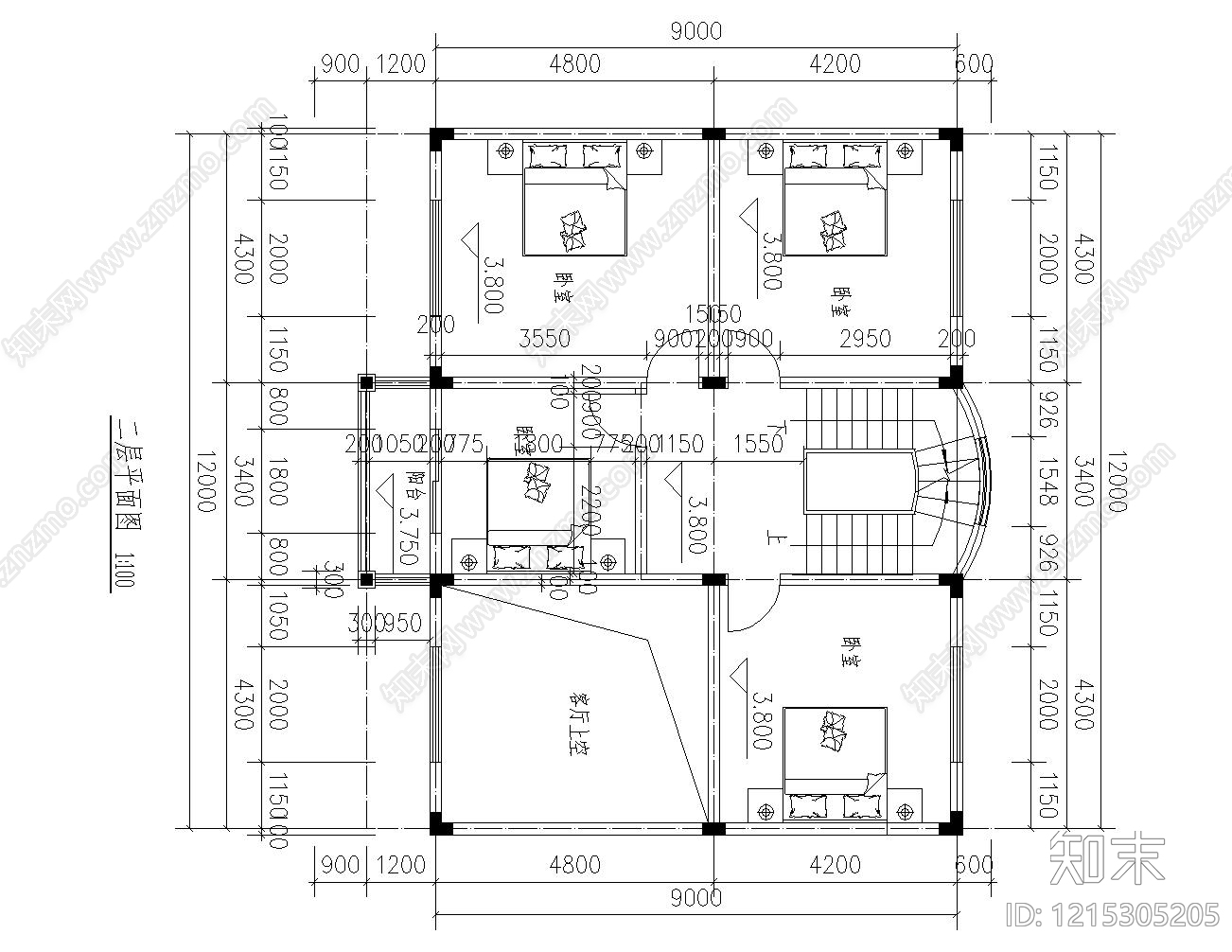 现代新中式住宅楼建筑cad施工图下载【ID:1215305205】
