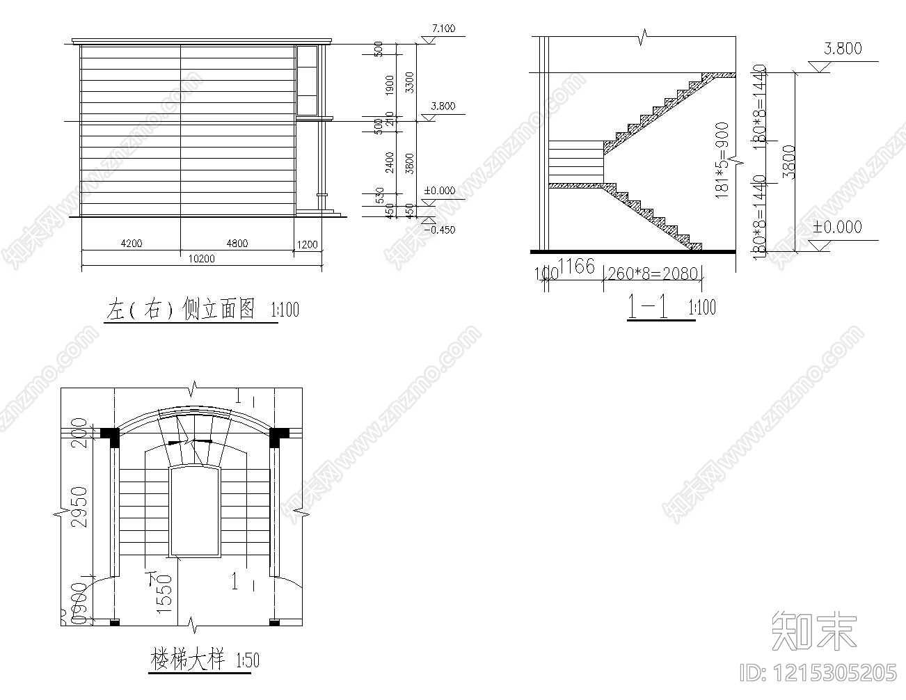 现代新中式住宅楼建筑cad施工图下载【ID:1215305205】