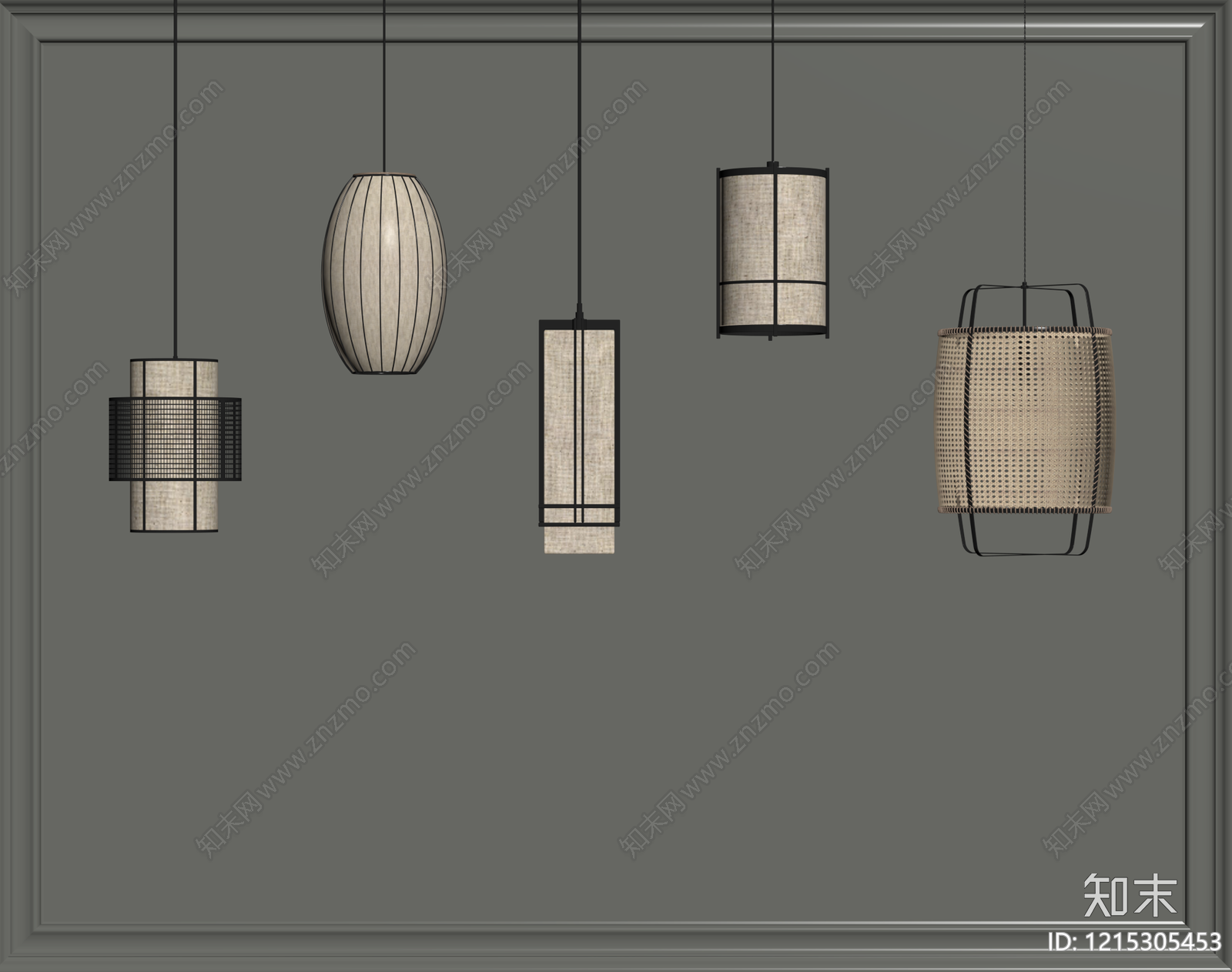 新中式吊灯组合SU模型下载【ID:1215305453】
