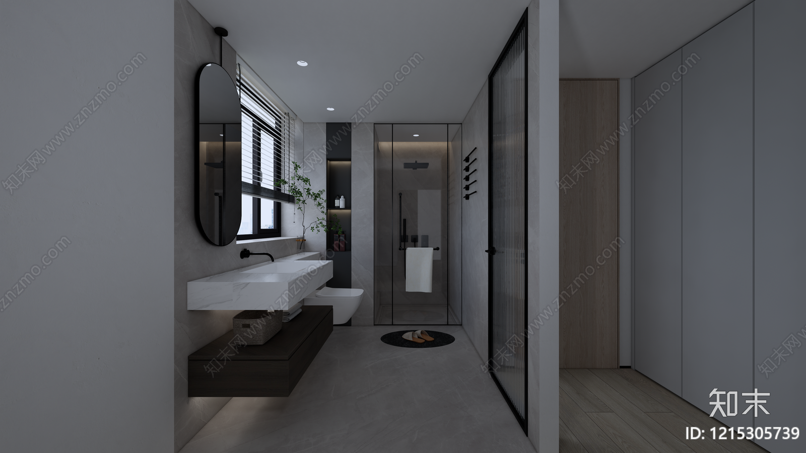 极简卫生间SU模型下载【ID:1215305739】