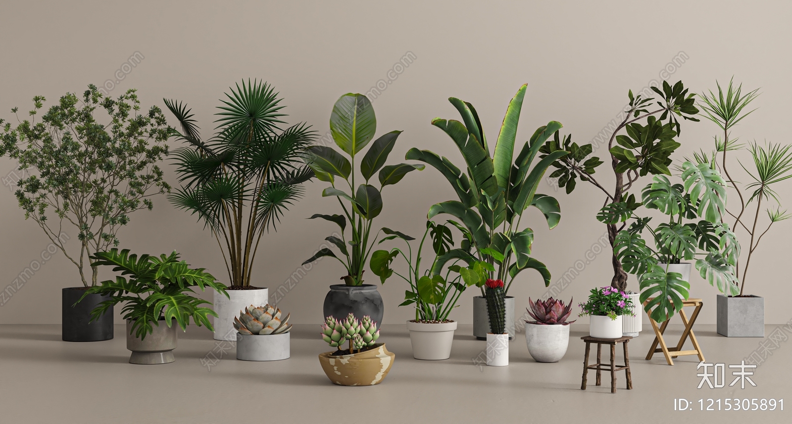 现代简约盆栽3D模型下载【ID:1215305891】