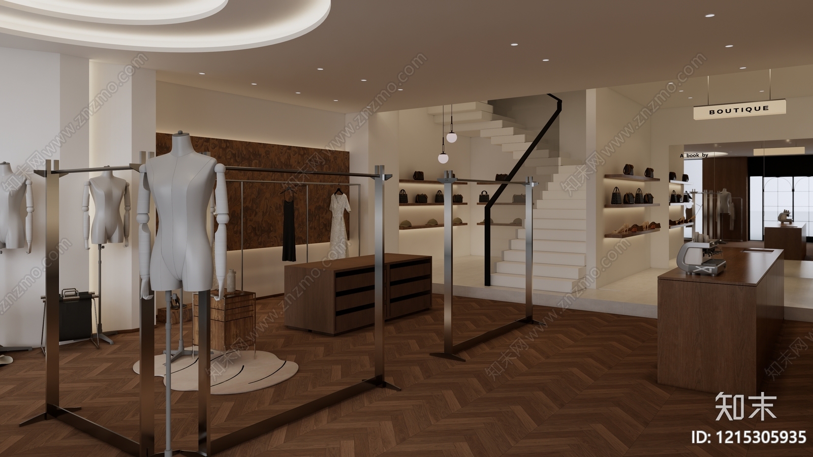 现代简约服装店SU模型下载【ID:1215305935】
