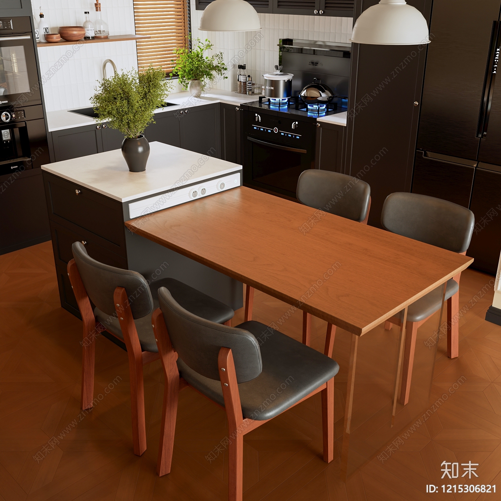 现代简约餐桌椅SU模型下载【ID:1215306821】