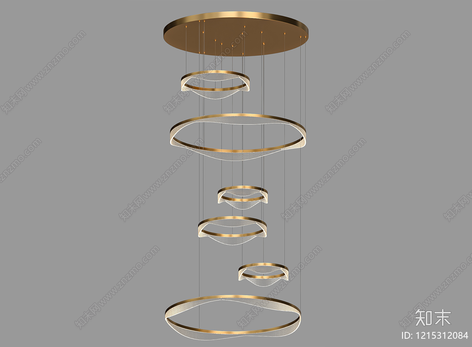 现代简约楼梯吊灯3D模型下载【ID:1215312084】