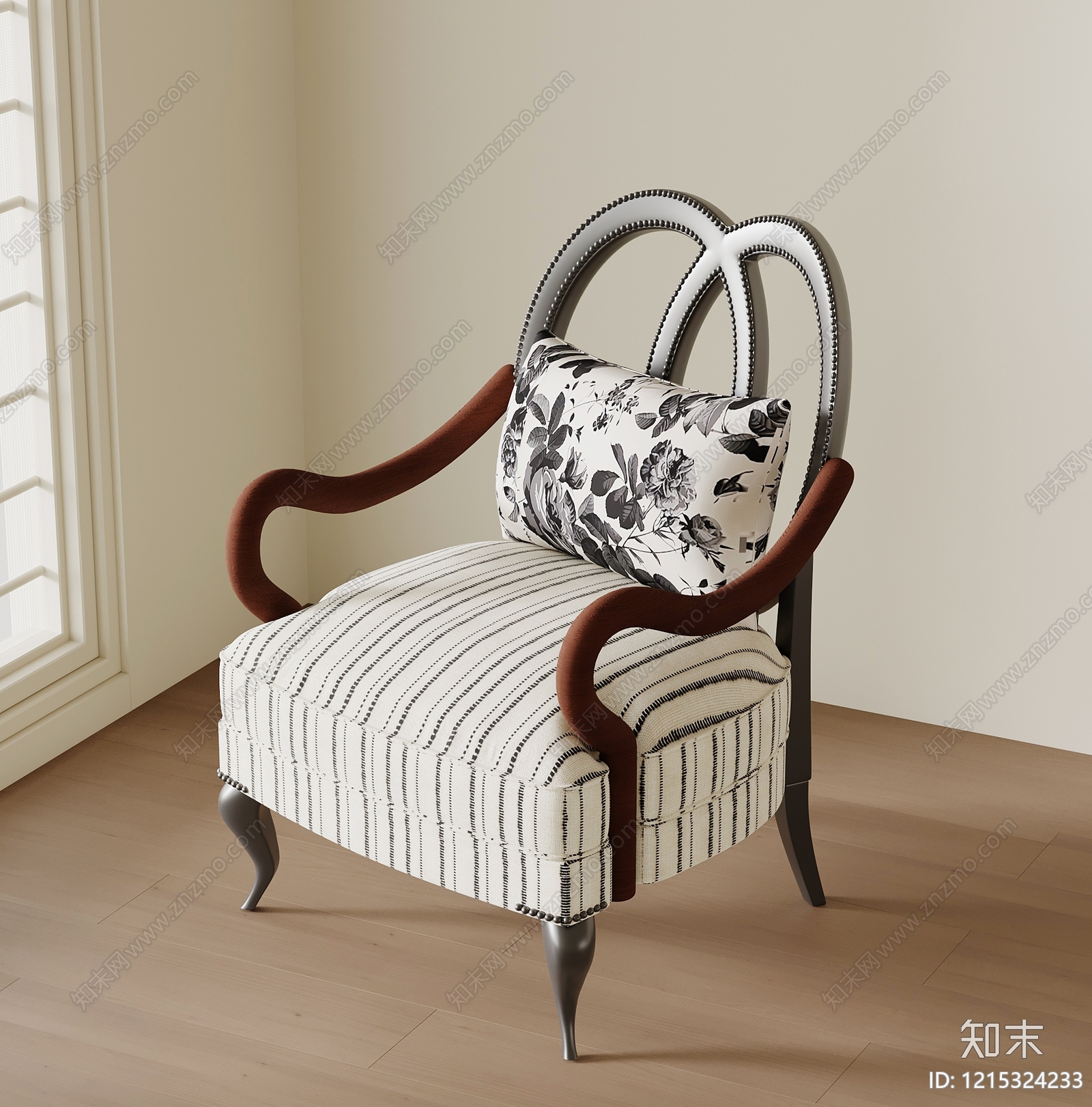 新古典单人沙发3D模型下载【ID:1215324233】