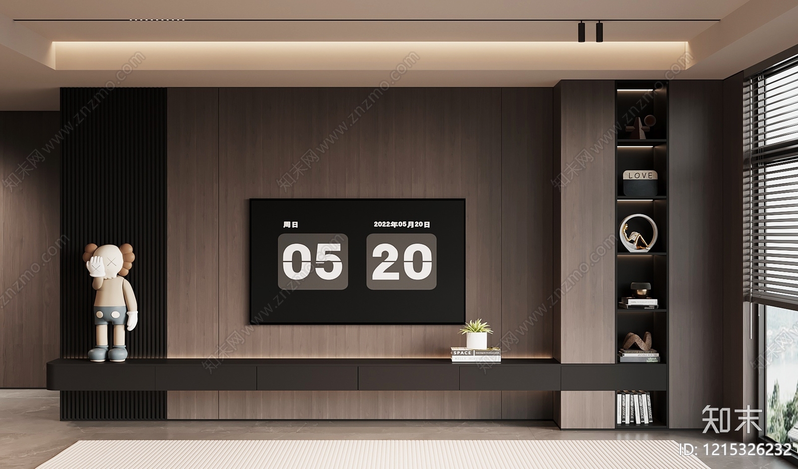 现代简约电视背景墙3D模型下载【ID:1215326232】