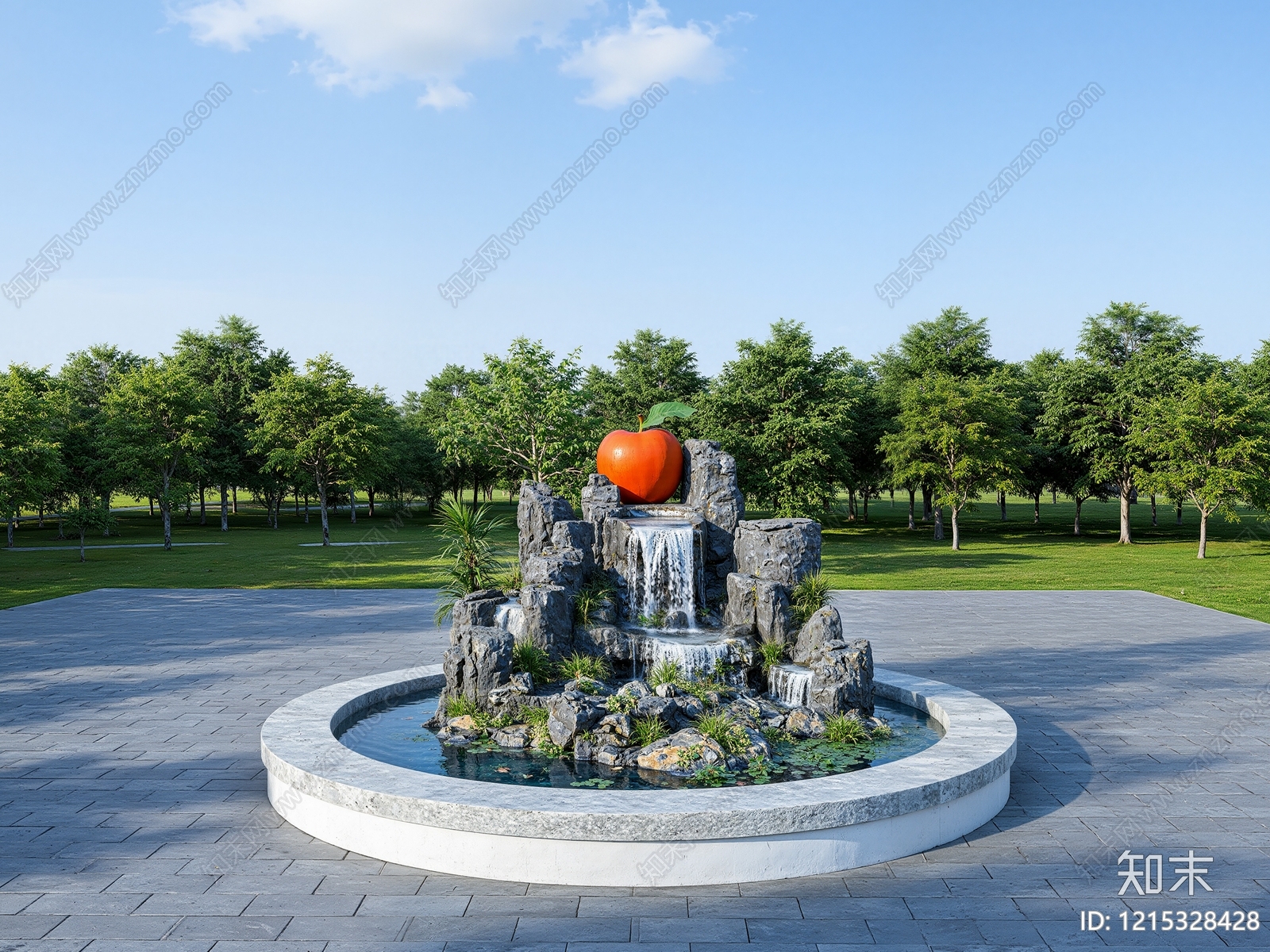 新中式景观喷泉SU模型下载【ID:1215328428】