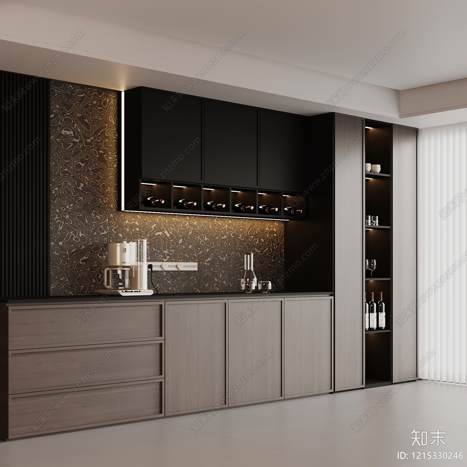 现代极简酒柜3D模型下载【ID:1215330246】