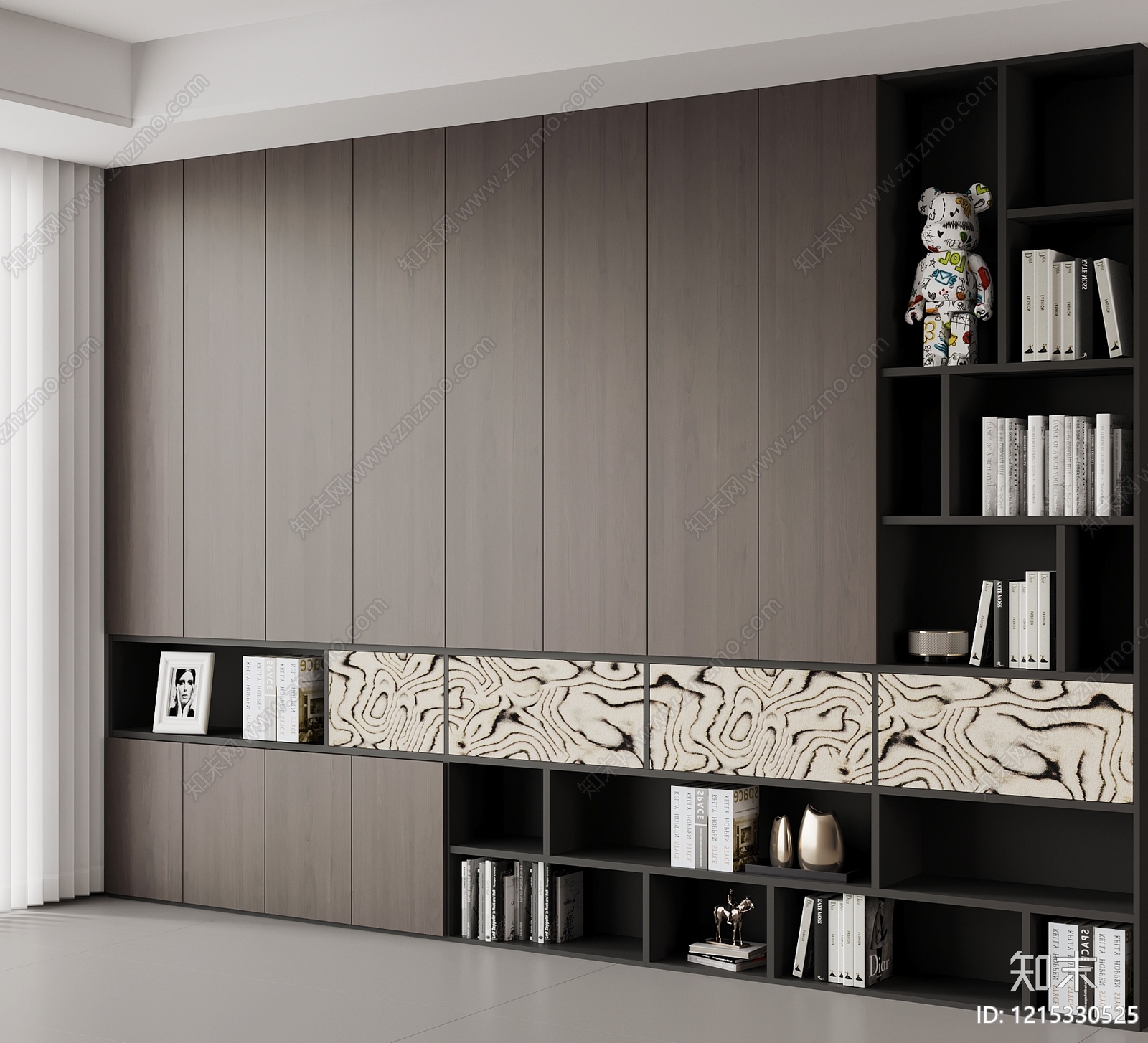 现代简约客厅书房书柜SU模型下载【ID:1215330525】