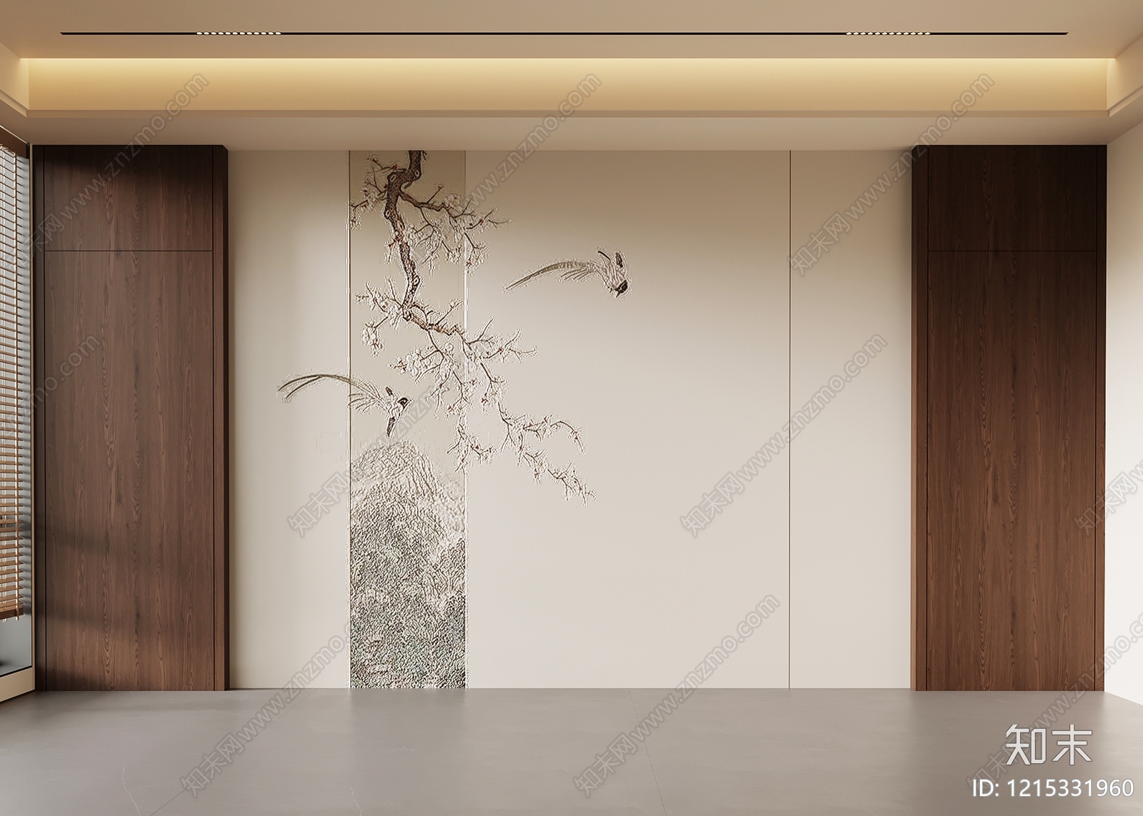 新中式电视背景墙3D模型下载【ID:1215331960】