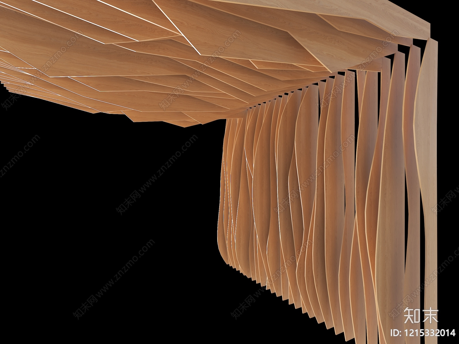 原木风艺术隔断SU模型下载【ID:1215332014】