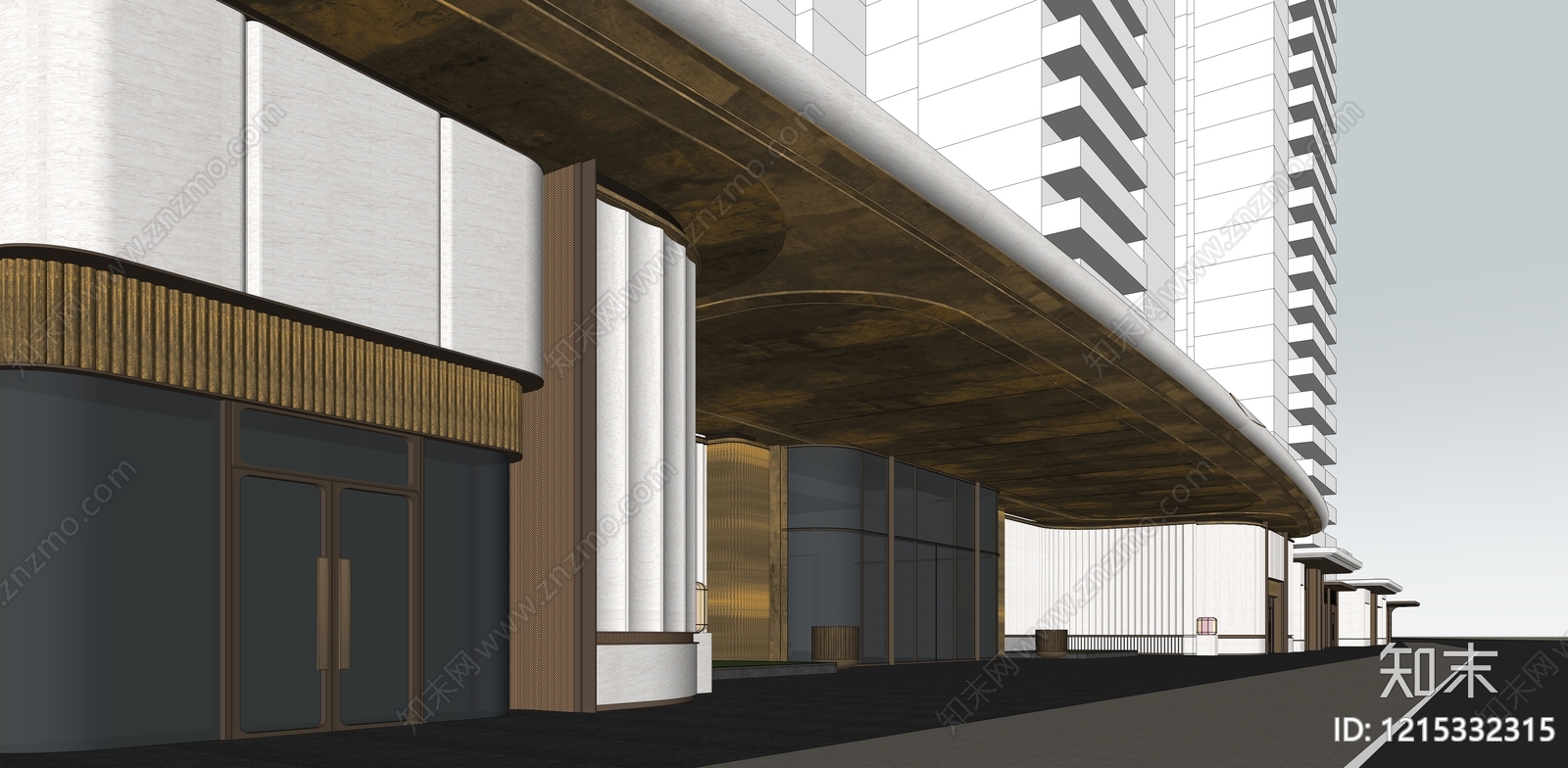 现代轻奢售楼处建筑SU模型下载【ID:1215332315】