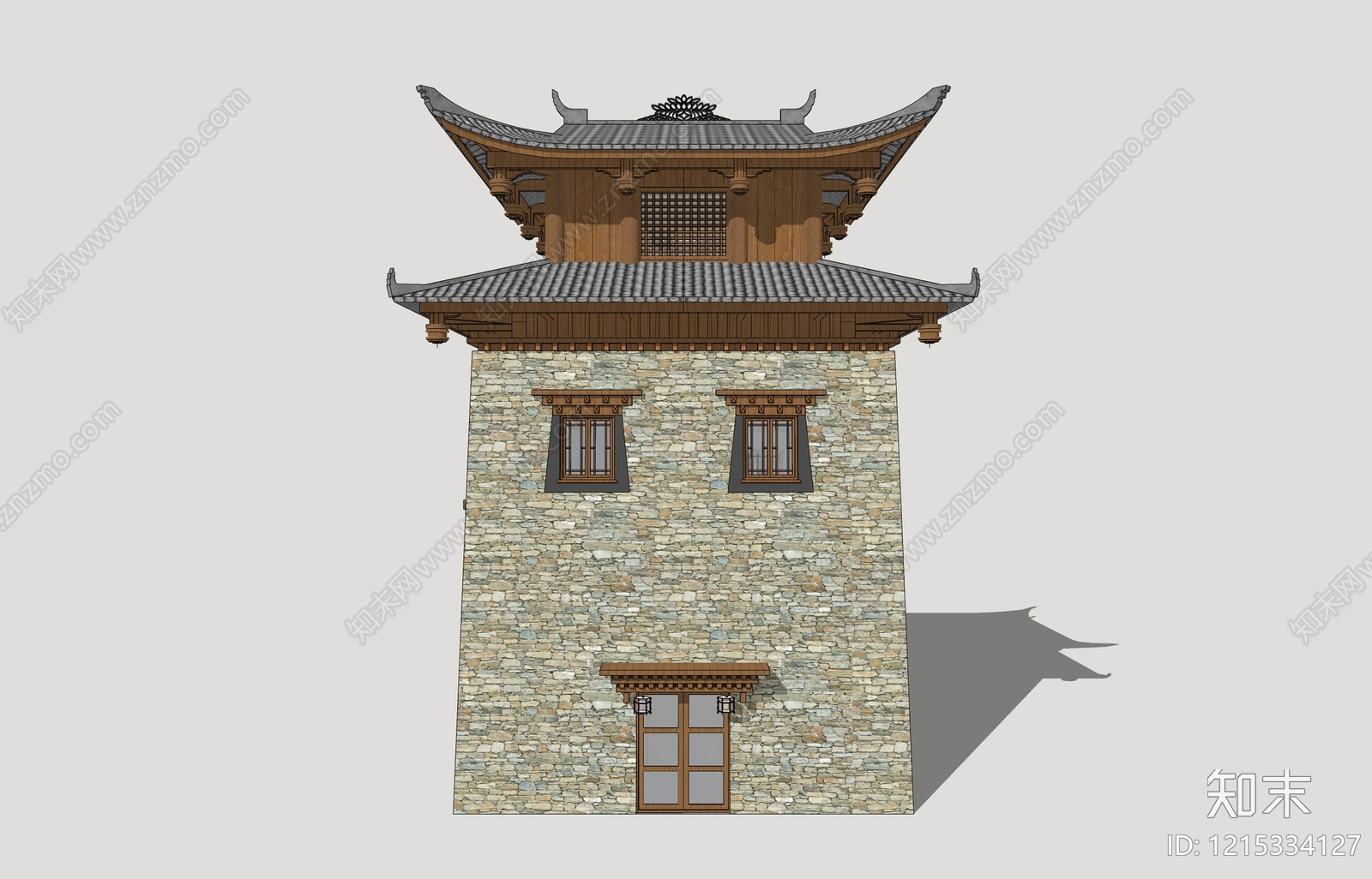 新中式风格建筑SU模型下载【ID:1215334127】