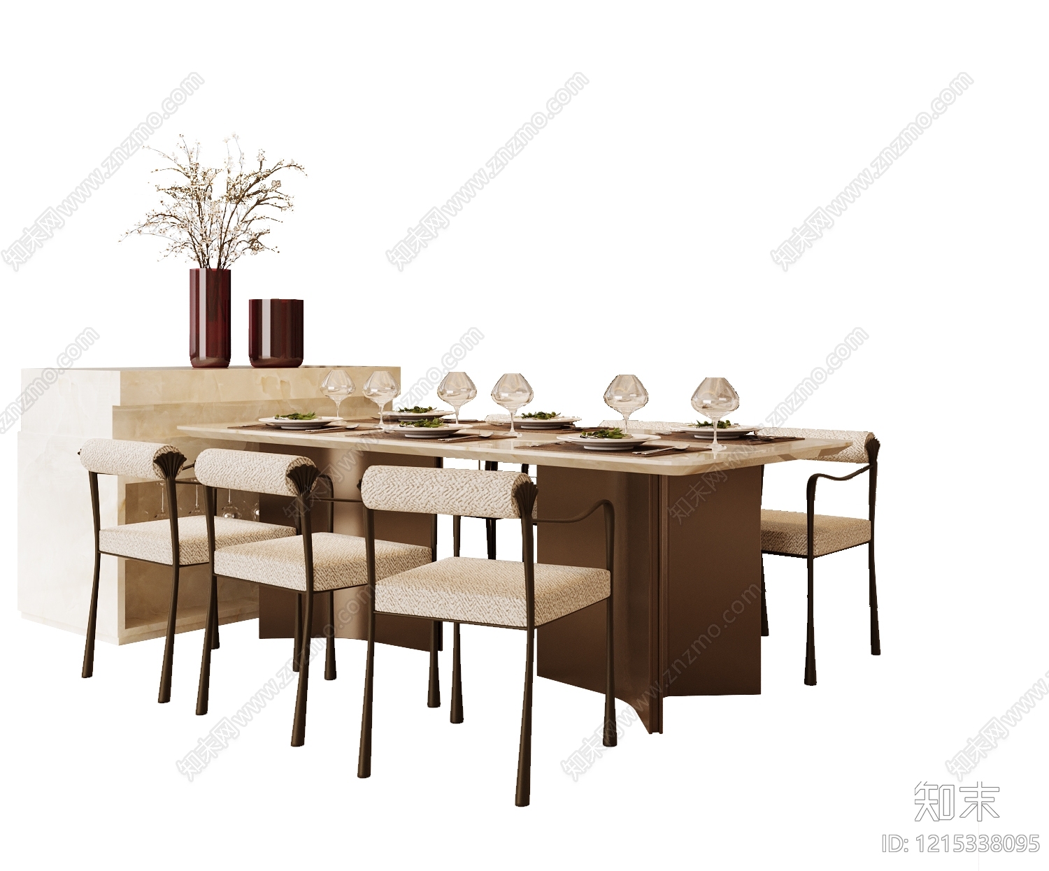 现代简约餐桌椅3D模型下载【ID:1215338095】