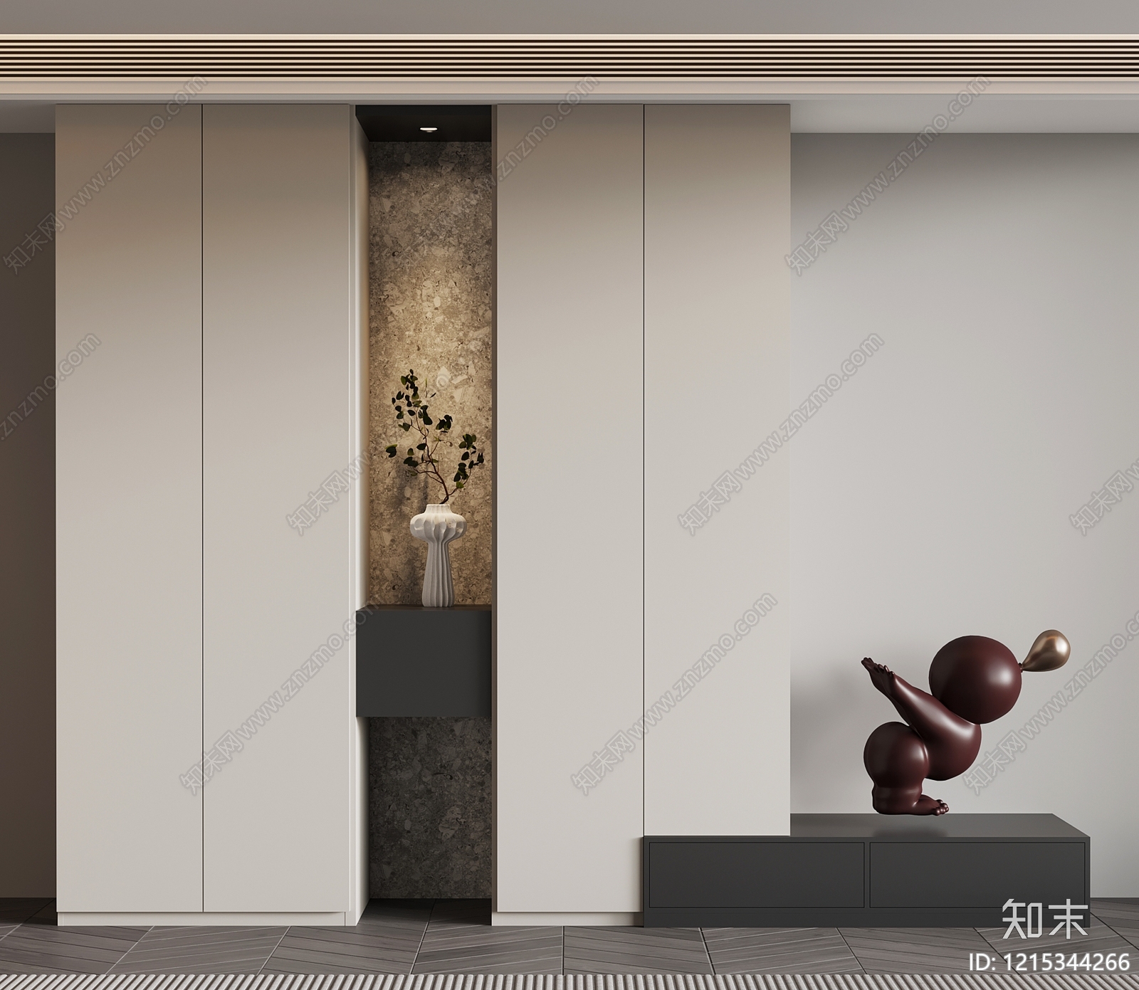 现代极简鞋柜3D模型下载【ID:1215344266】