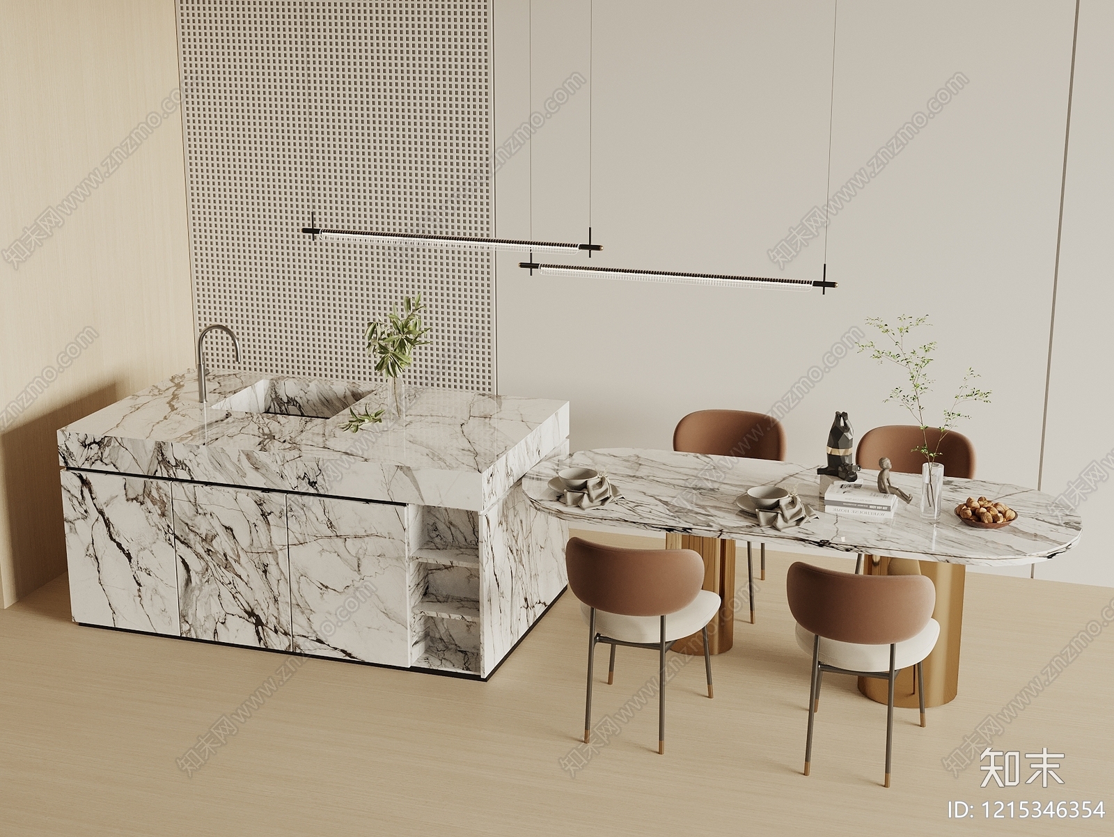 意式极简餐桌椅3D模型下载【ID:1215346354】