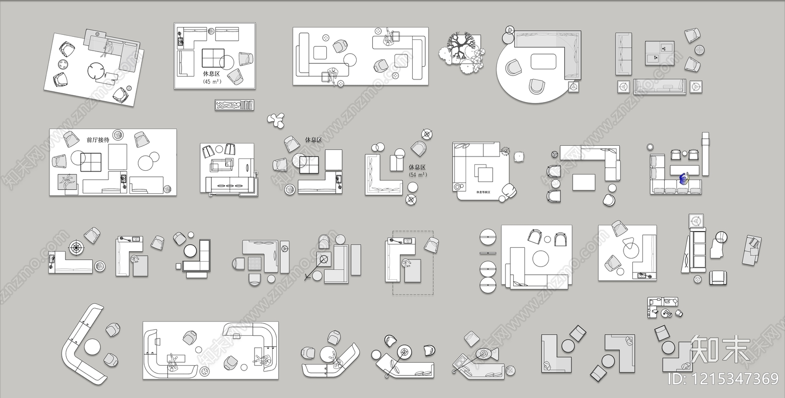 现代沙发施工图下载【ID:1215347369】