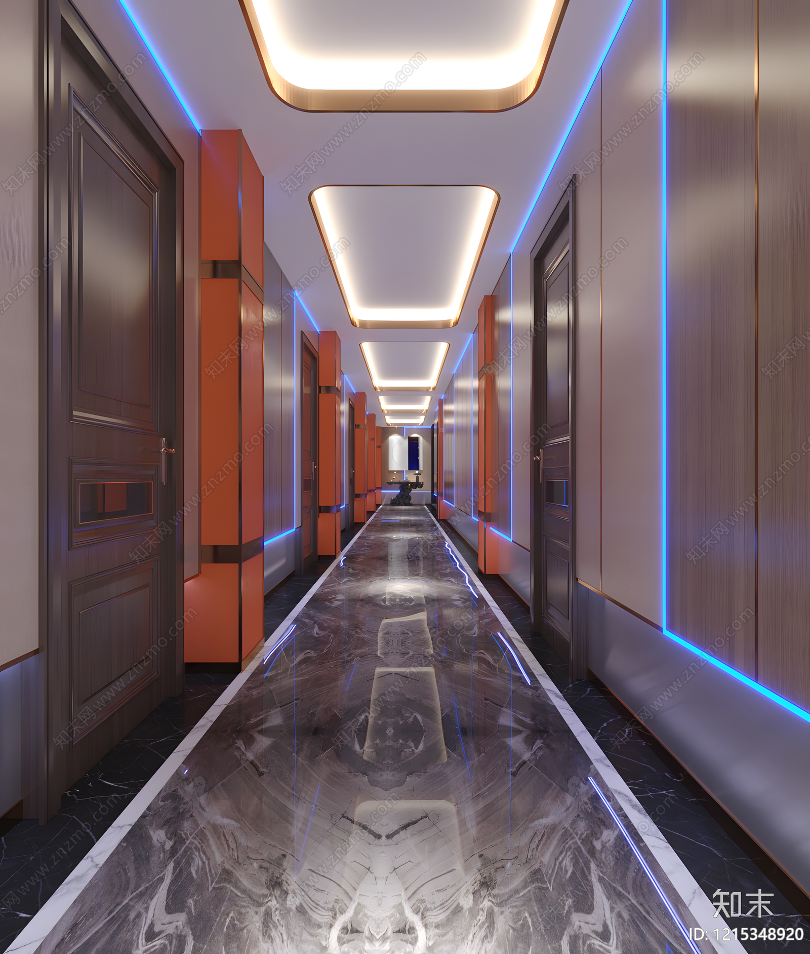 现代轻奢酒店走廊3D模型下载【ID:1215348920】