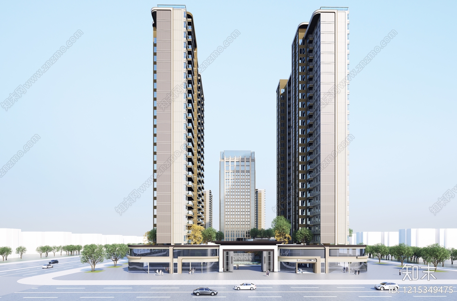 现代主义小区建筑SU模型下载【ID:1215349475】