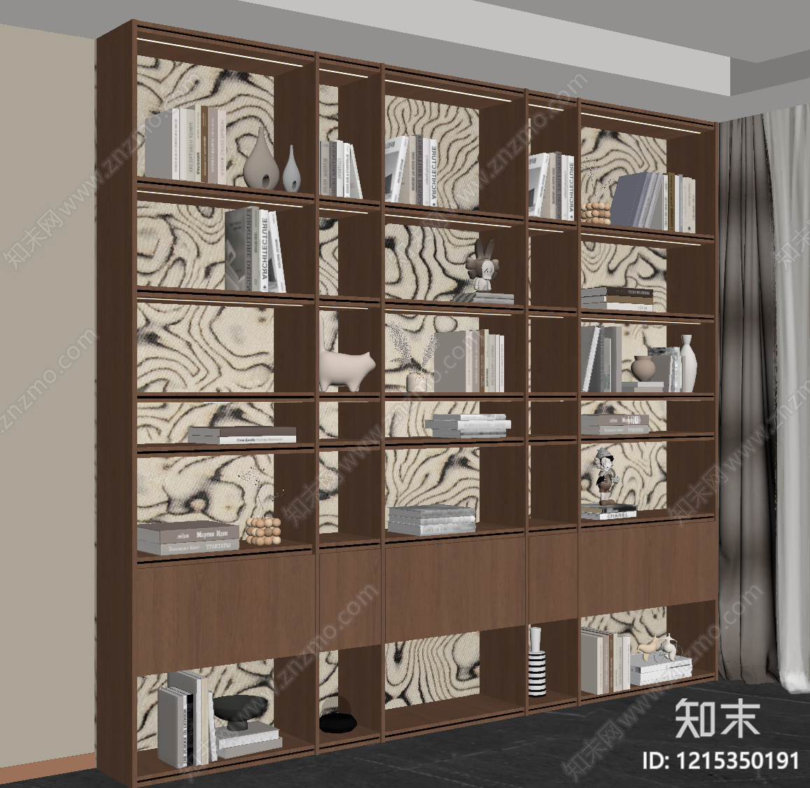 奶油风书架SU模型下载【ID:1215350191】