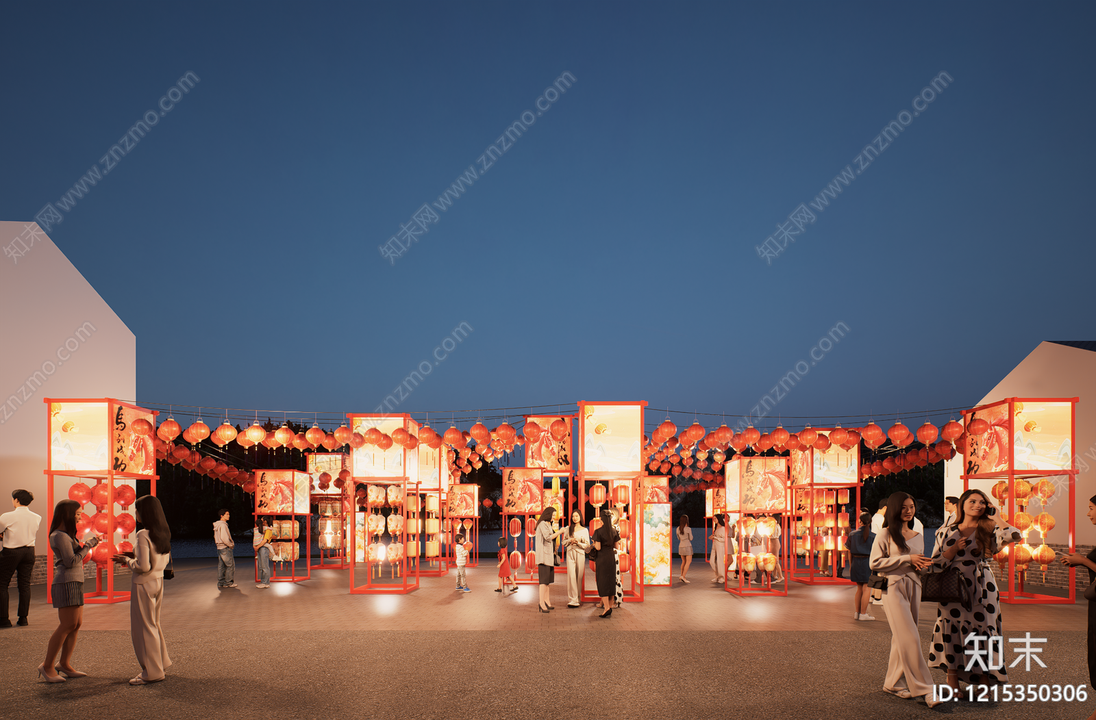 新中式元宵灯会SU模型下载【ID:1215350306】