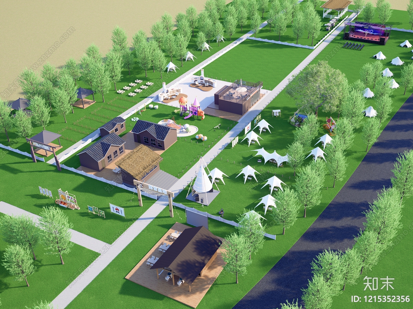 北欧风房车营地SU模型下载【ID:1215352356】
