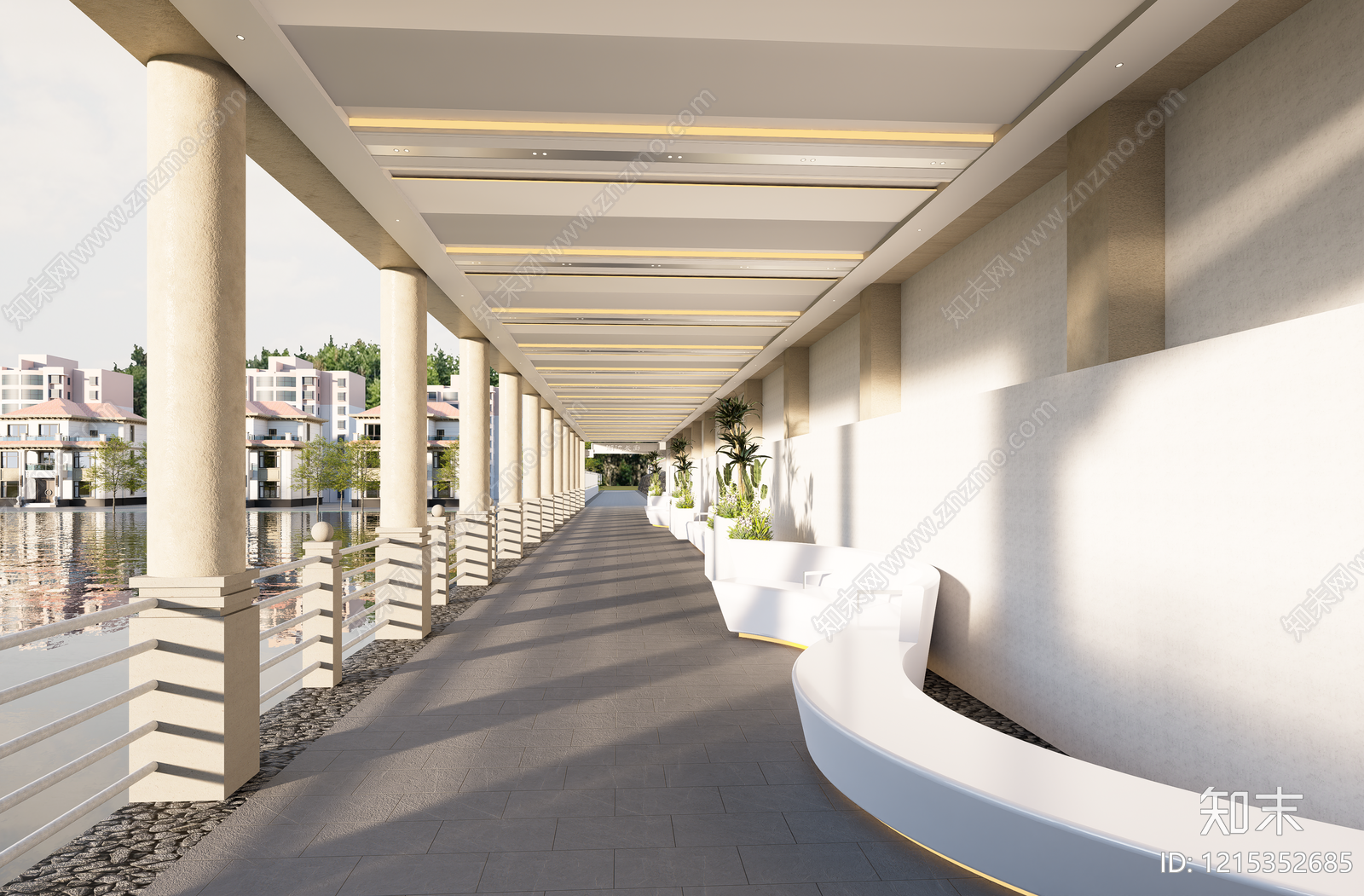 现代简约连廊SU模型下载【ID:1215352685】