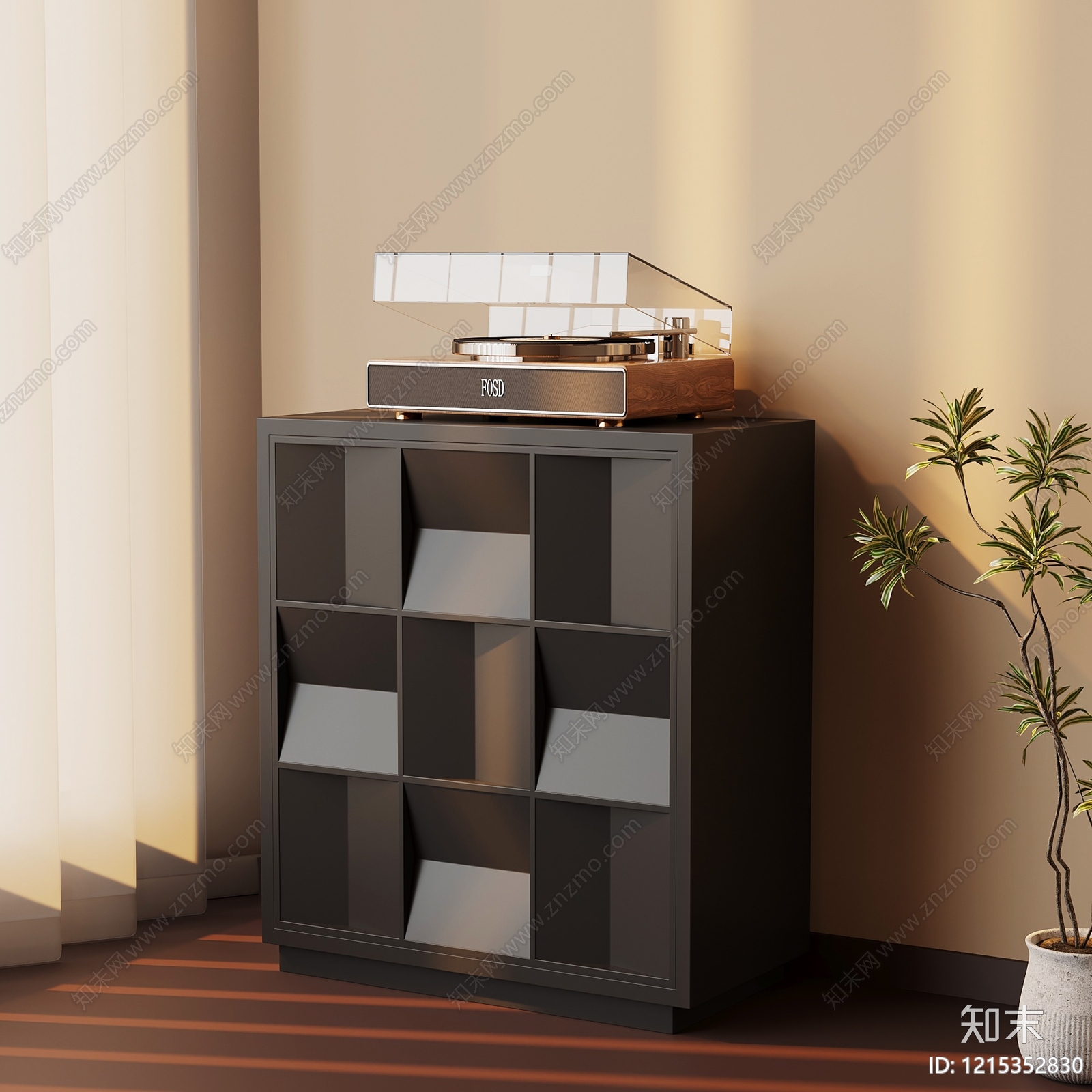 现代简约储物柜3D模型下载【ID:1215352830】