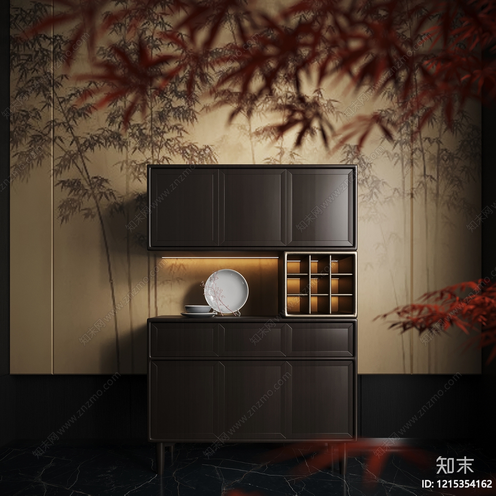 新中式餐边柜3D模型下载【ID:1215354162】