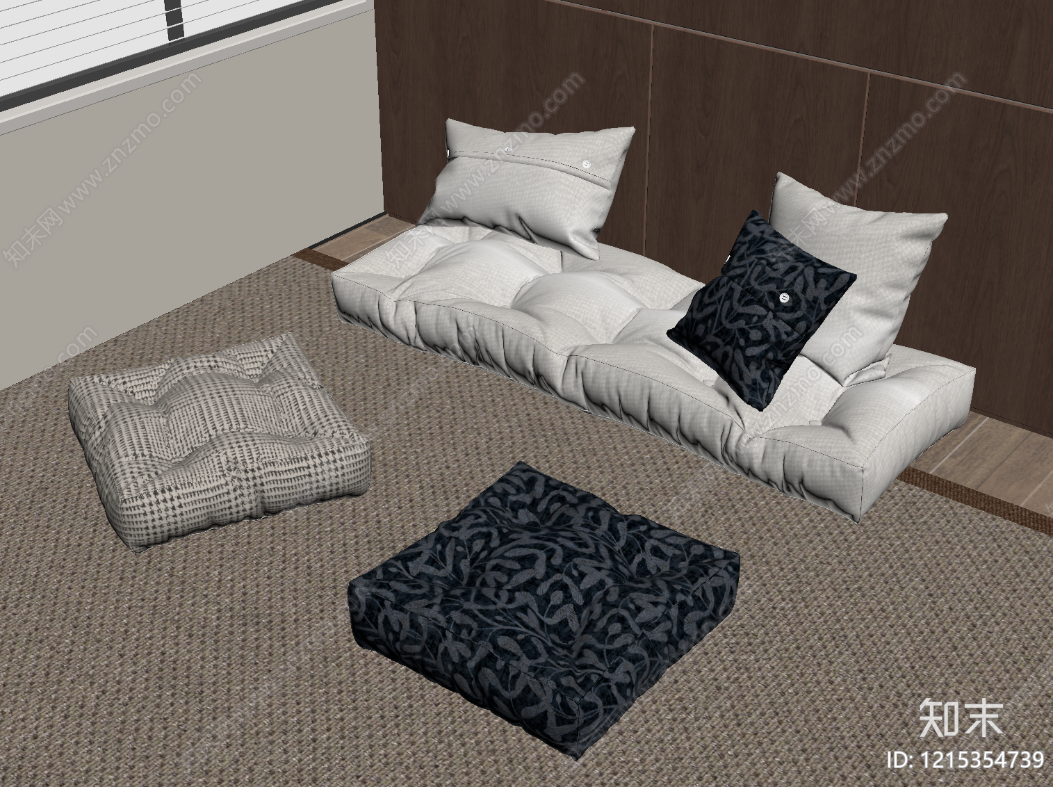 日式坐垫SU模型下载【ID:1215354739】