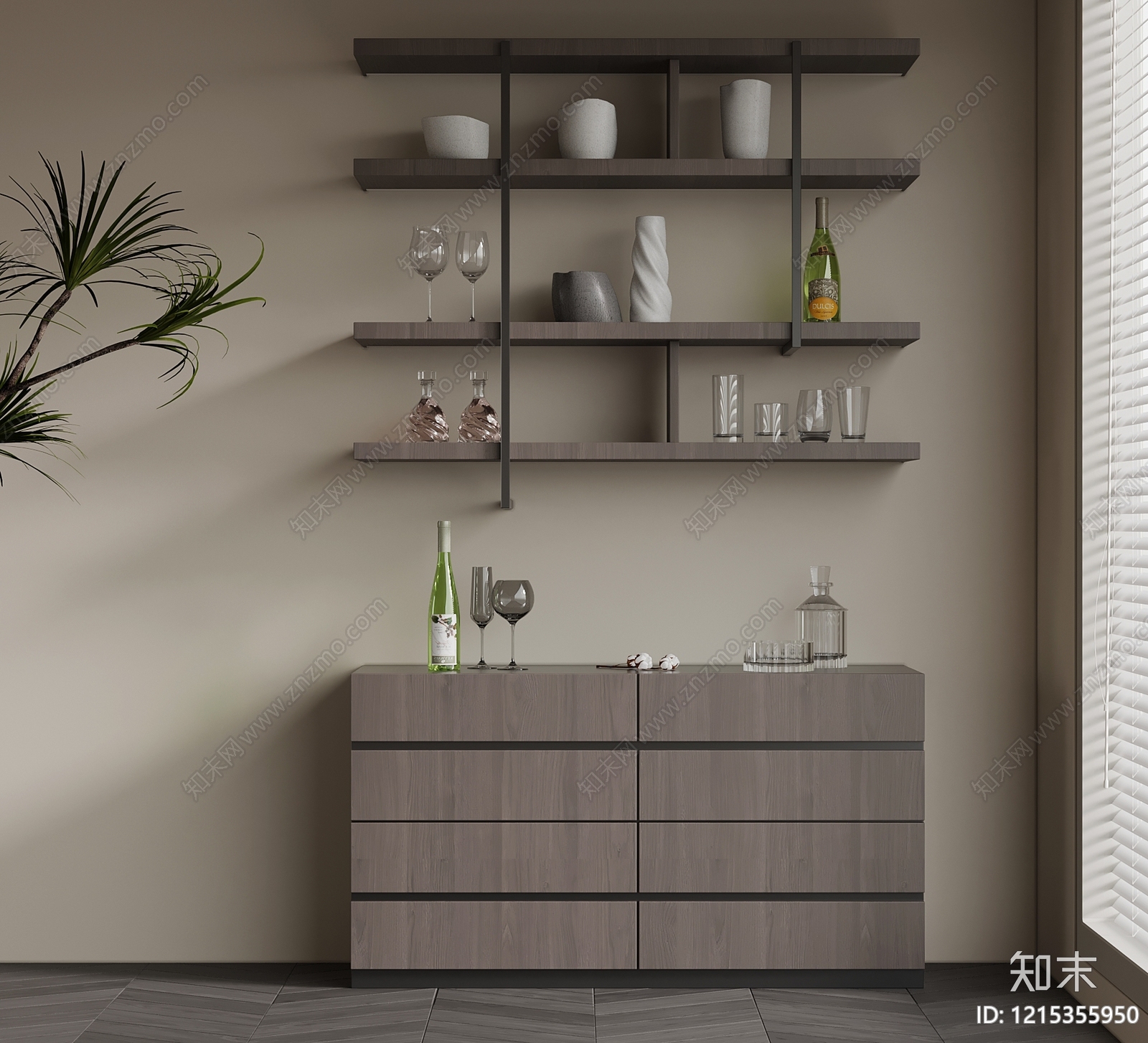 现代简约酒柜3D模型下载【ID:1215355950】