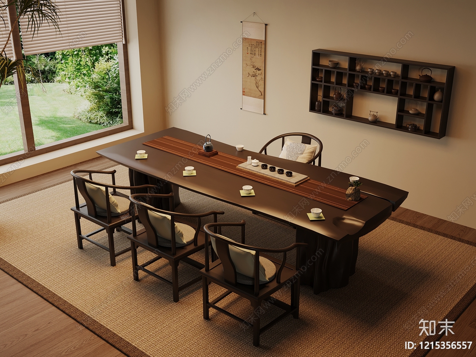 新中式茶桌椅3D模型下载【ID:1215356557】