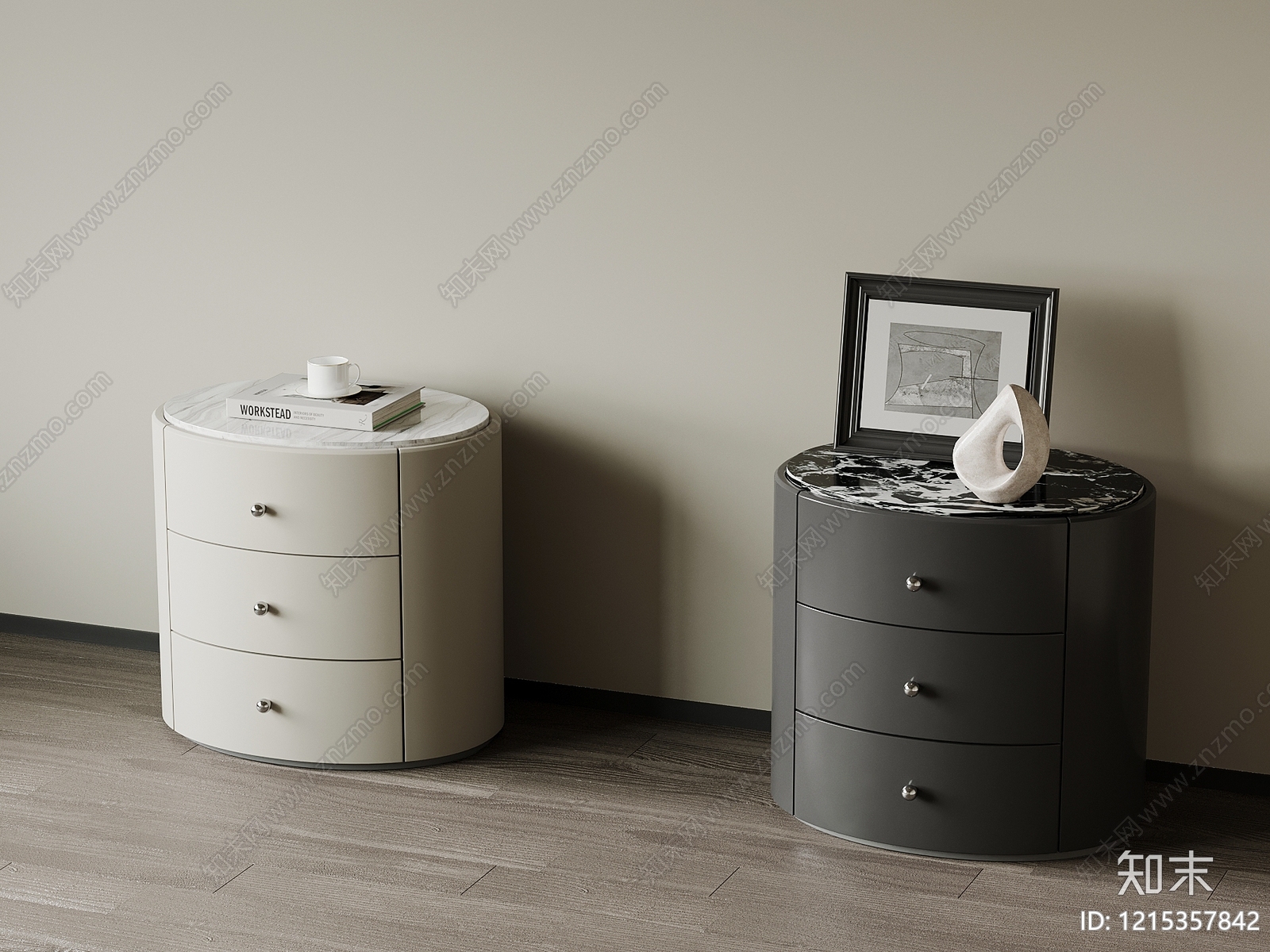现代简约床头柜3D模型下载【ID:1215357842】