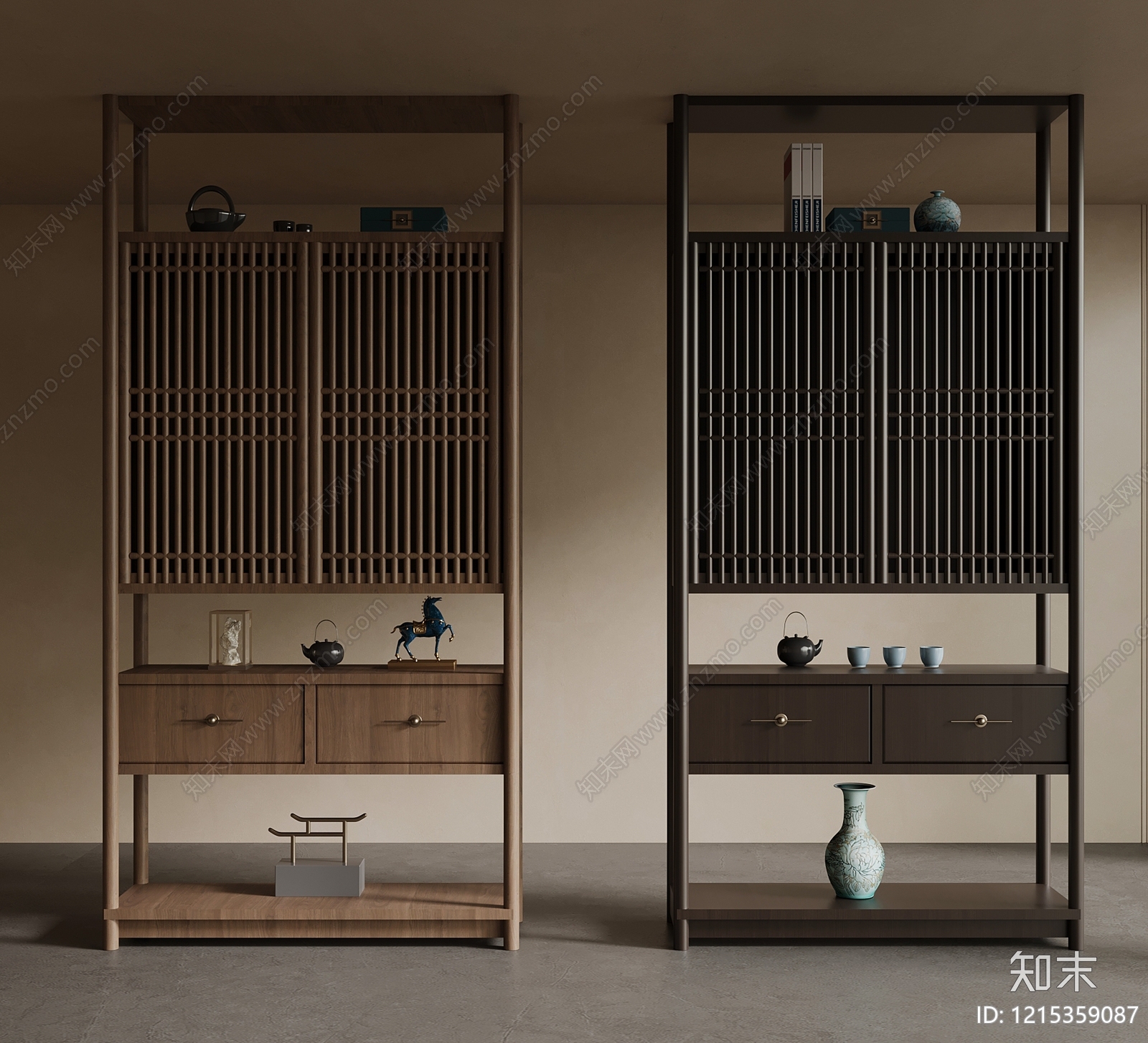 新中式博古架SU模型下载【ID:1215359087】