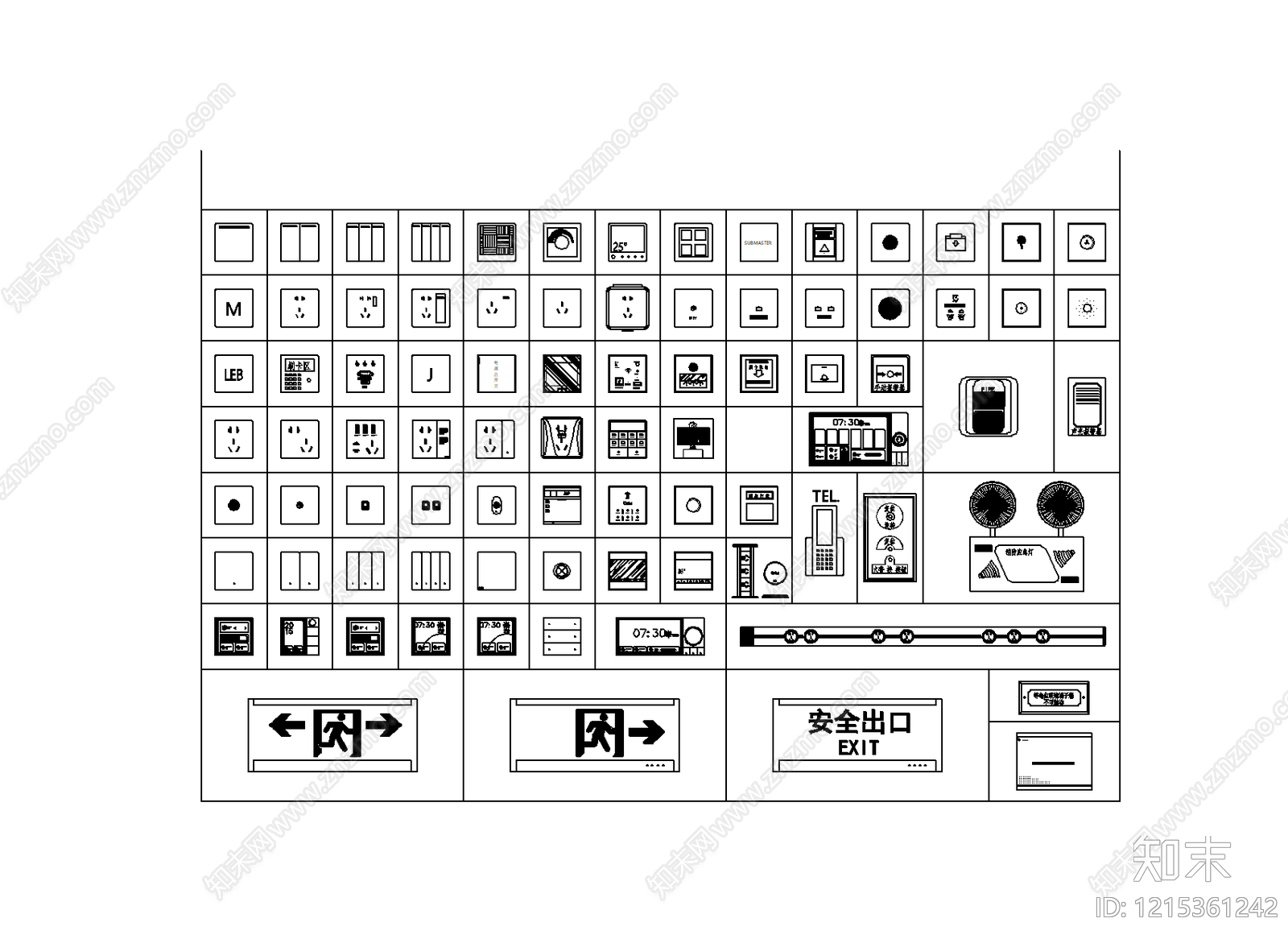 现代简约电器施工图下载【ID:1215361242】