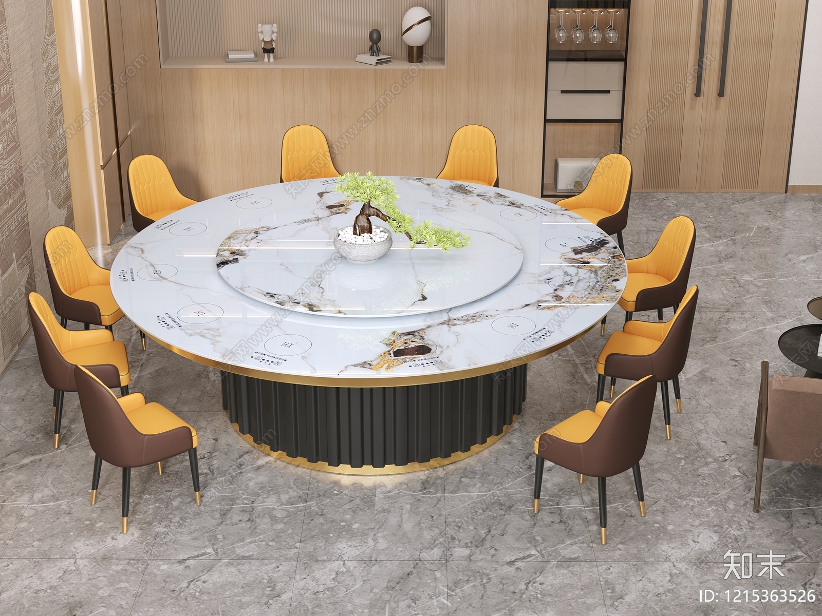 现代轻奢餐桌3D模型下载【ID:1215363526】