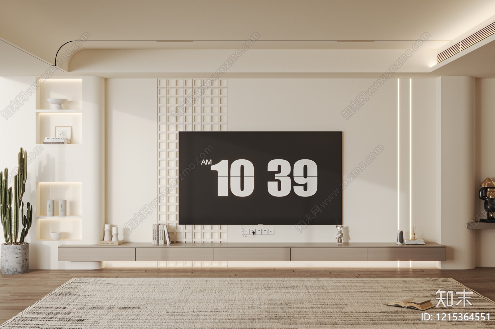 奶油风家居客厅3D模型下载【ID:1215364551】