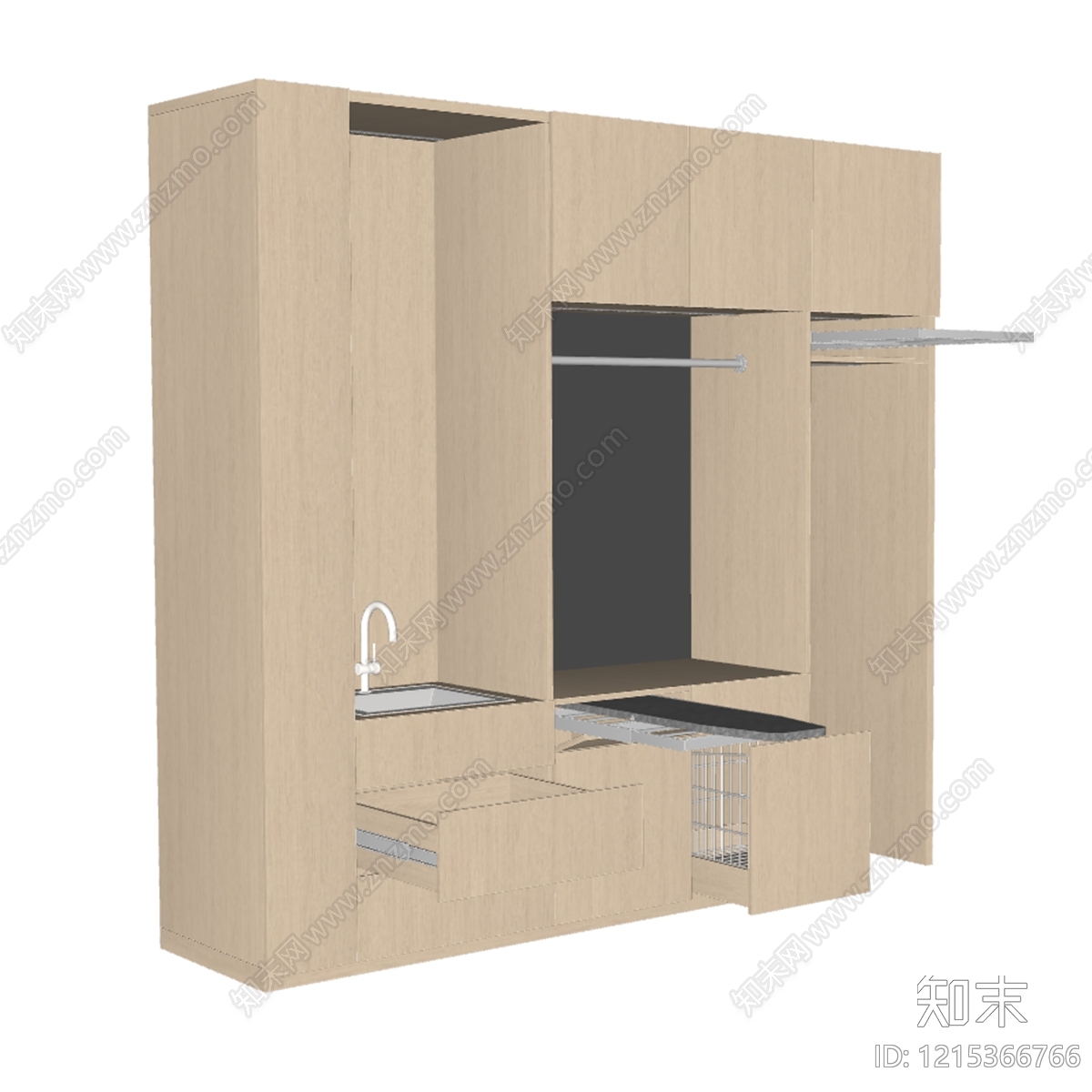 现代简约洗衣机柜SU模型下载【ID:1215366766】